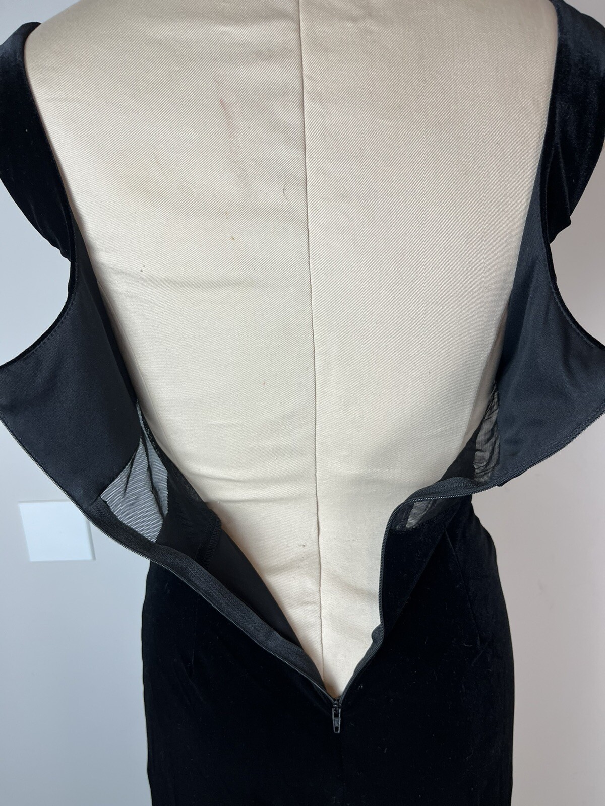Vintage Cache Velvet Jumpsuit Brocade Jacket Set 6 Black Silver Mesh Midriff