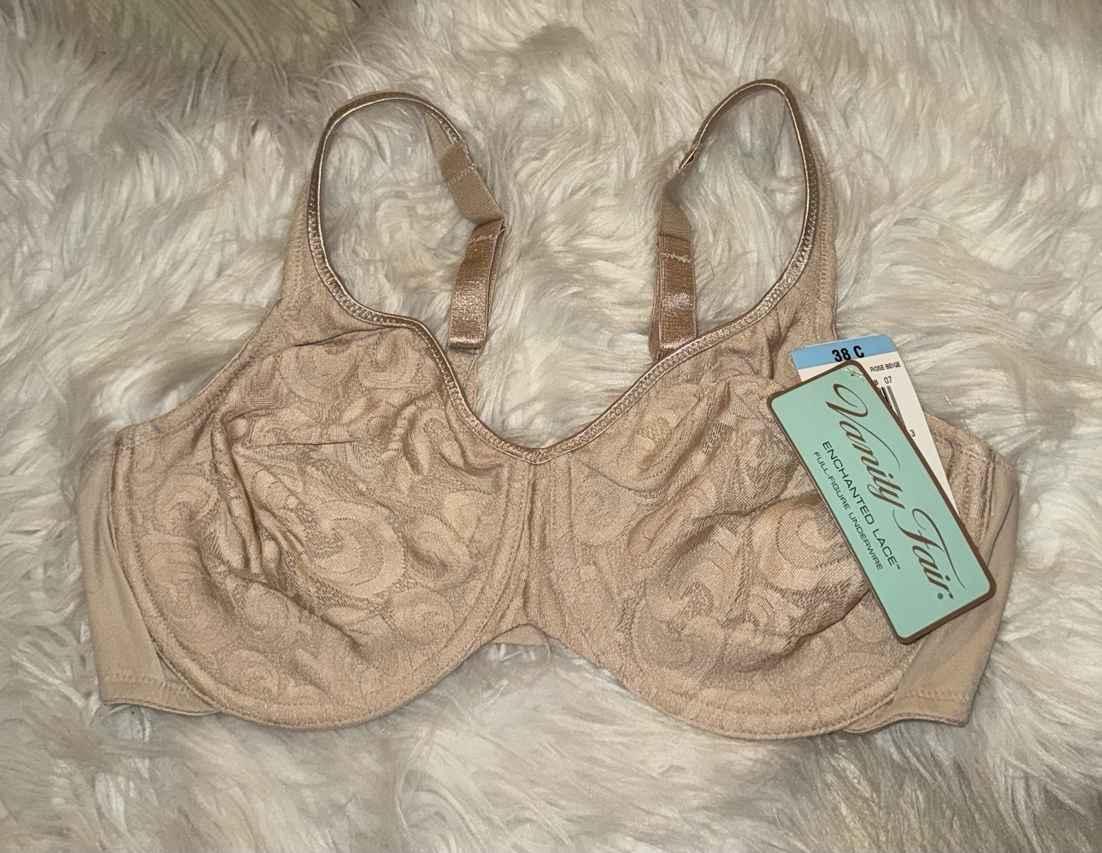 Vintage Vanity Fair 75-031 Enchanted Lace Full Unlined UW Womens 38C Beige New