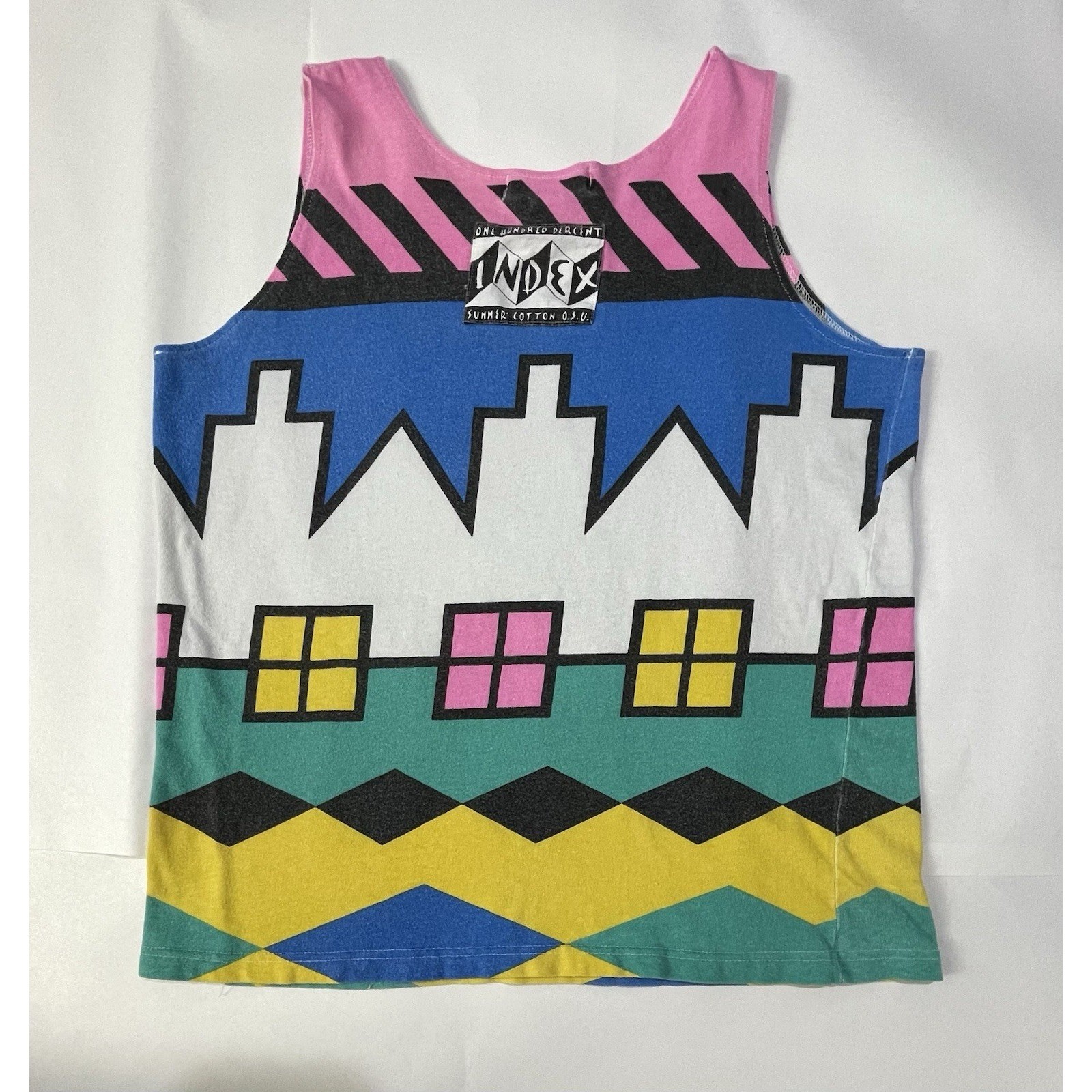 VTG 80s One Step Up City Scape Top SZ L (Faded See Flaws