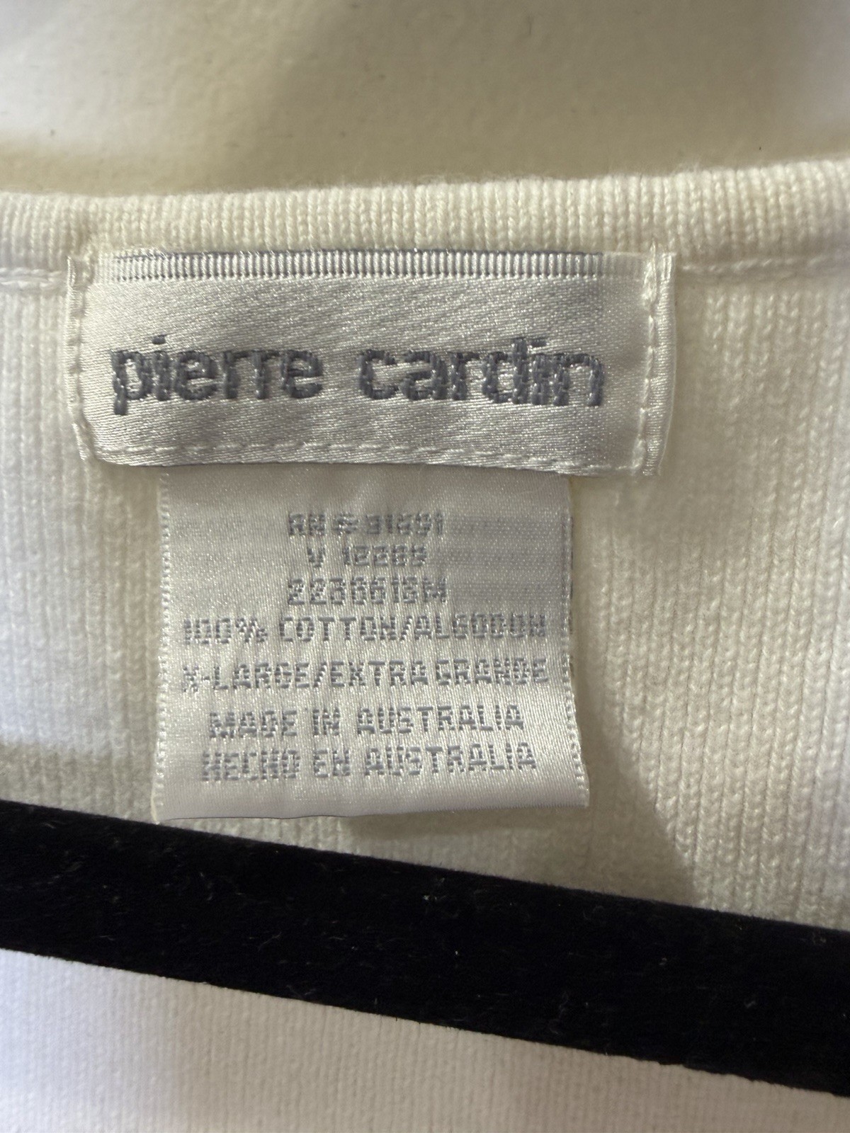 Vtg Pierre Cardin Womens V Neck Sleeveless Tank Top Sz XL 100% Cotton White NWT