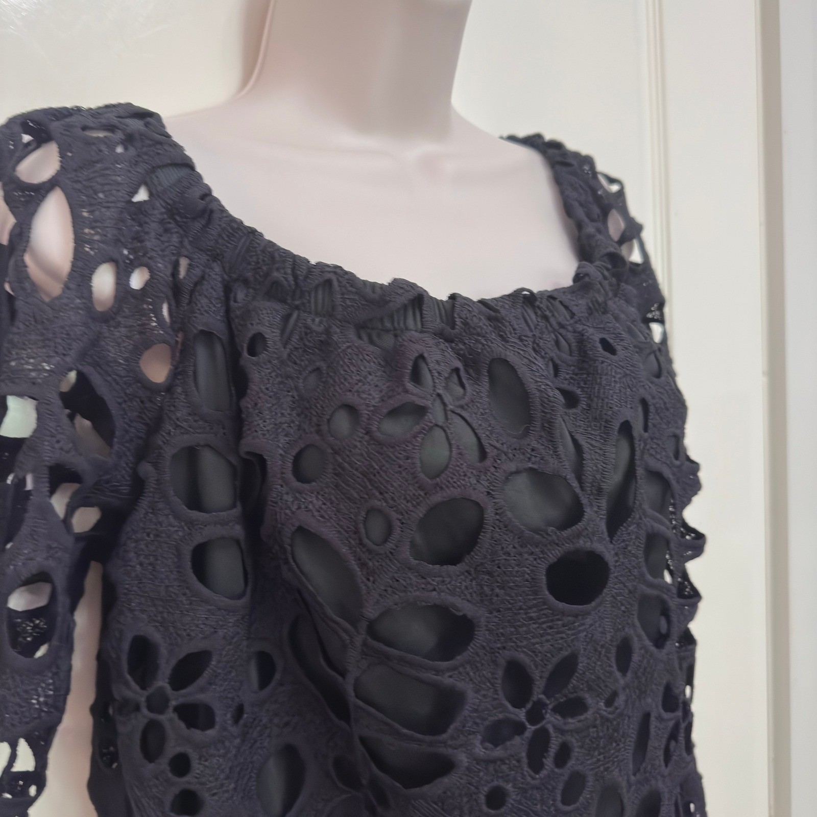 PRETTYGARDEN Women’s XL Black Floral Cutout Lace Shift Dress NWT Modest