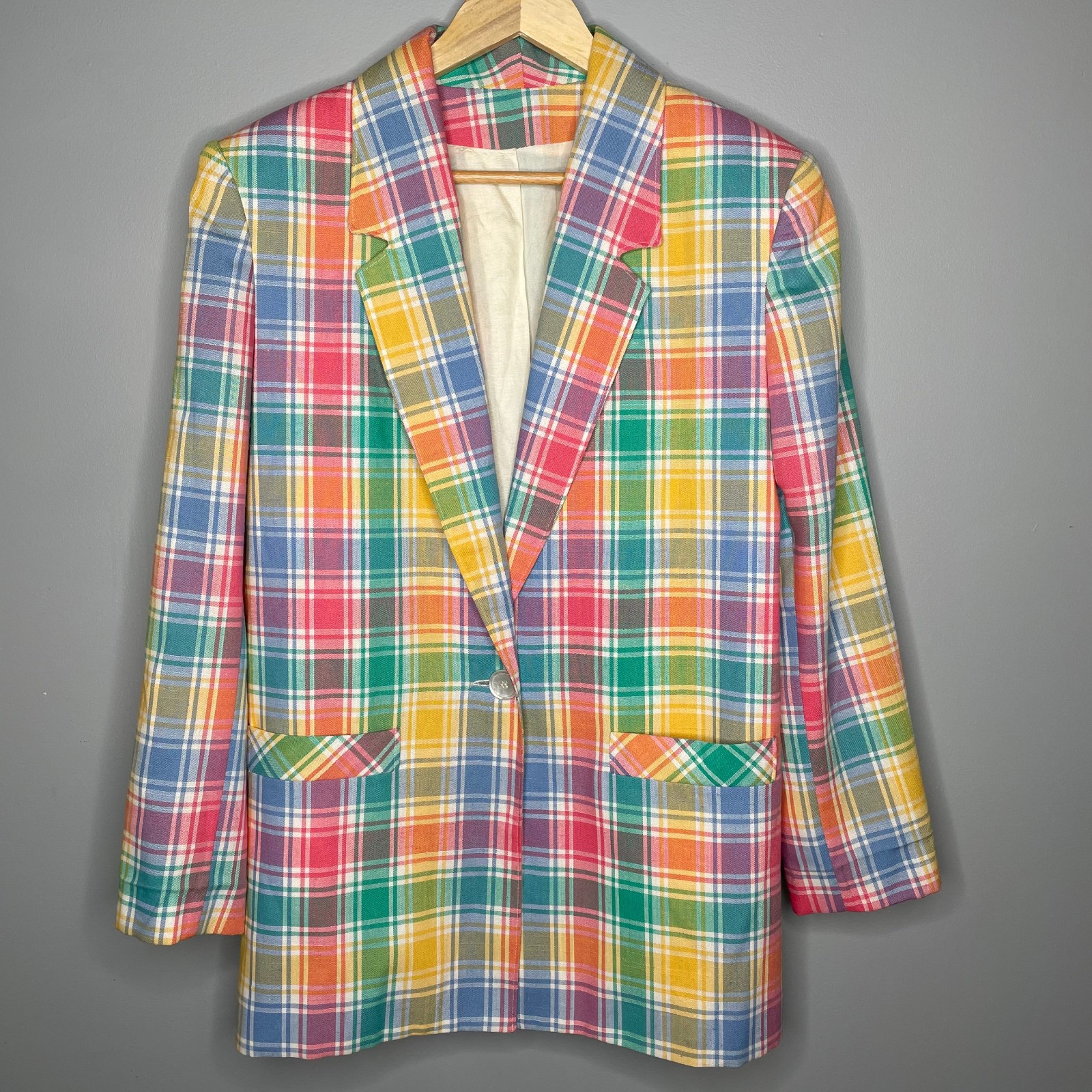VTG Plaid Womens Spring Blazer Retro Easter Preppy 10 EUC W.L.B.W. Fun Circus