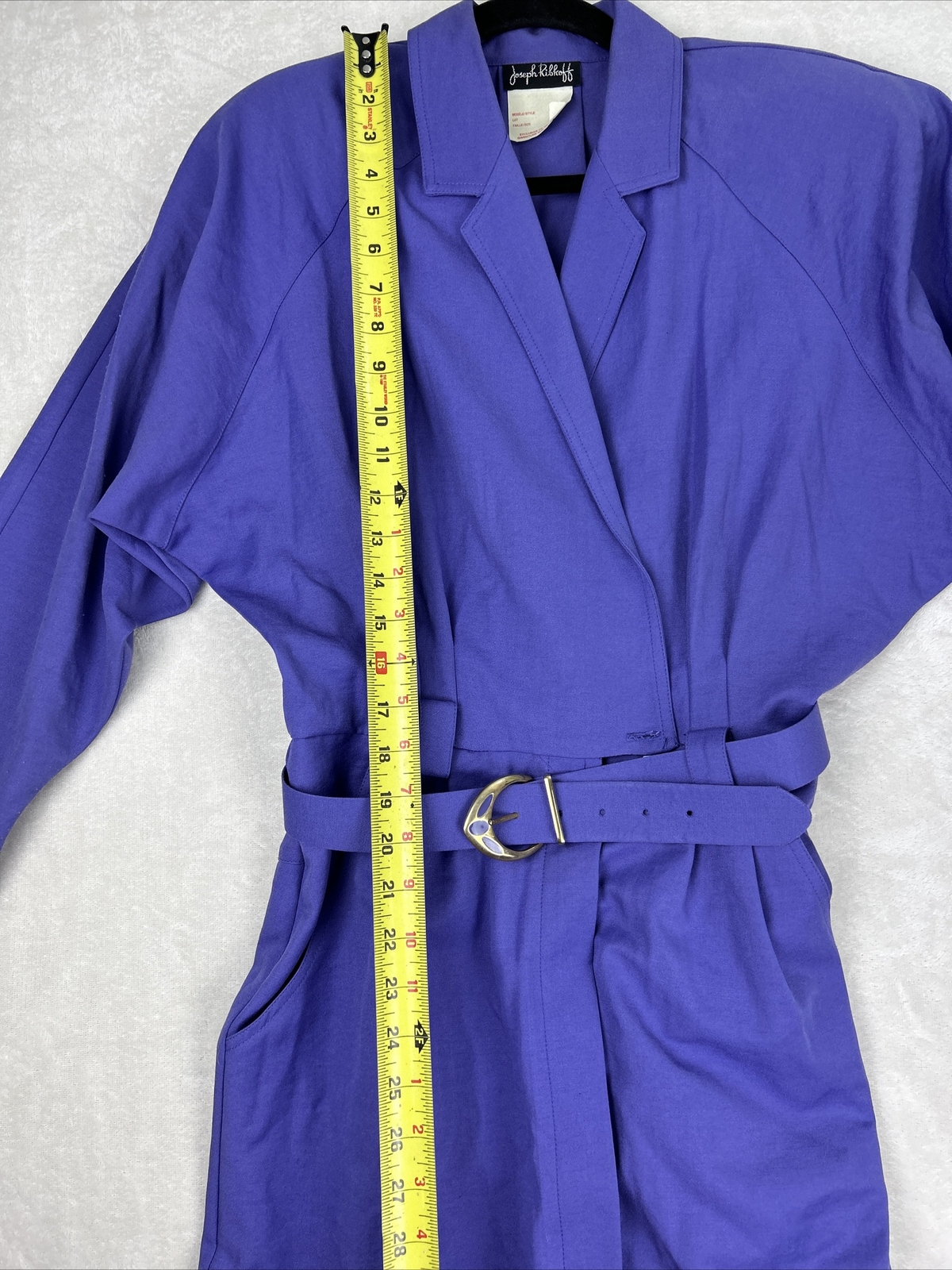 Vintage 80s Joseph Ribkoff Purple Dress Suit One Piece With Belt Button Up Skirt