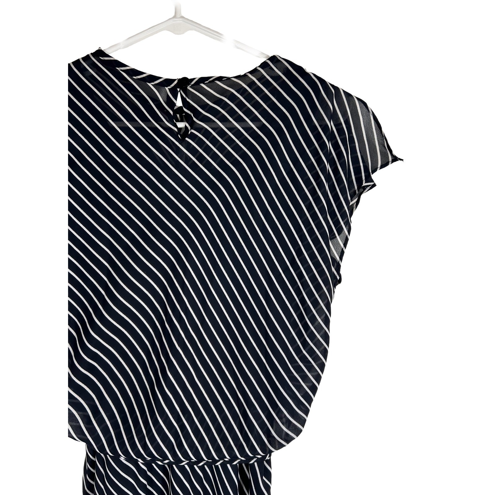 Positive Attitude Vintage Black White Striped Maxi Dress Size 8 USA