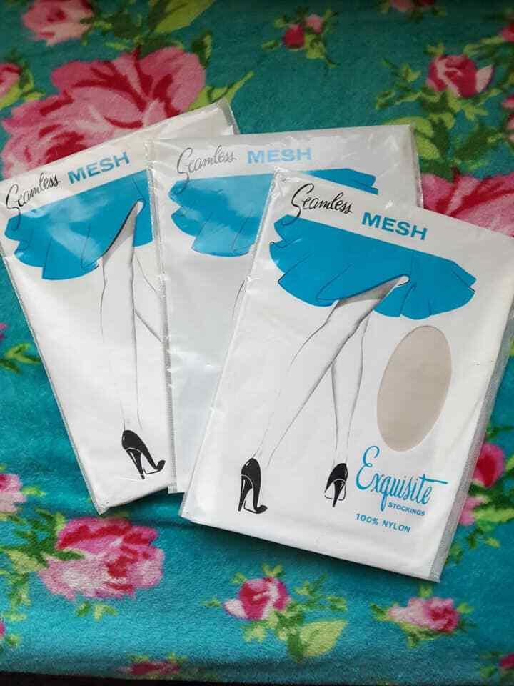 Vintage NEW in Package Seamless Mesh Exquisite Stockings Hosiery Tights Pinup