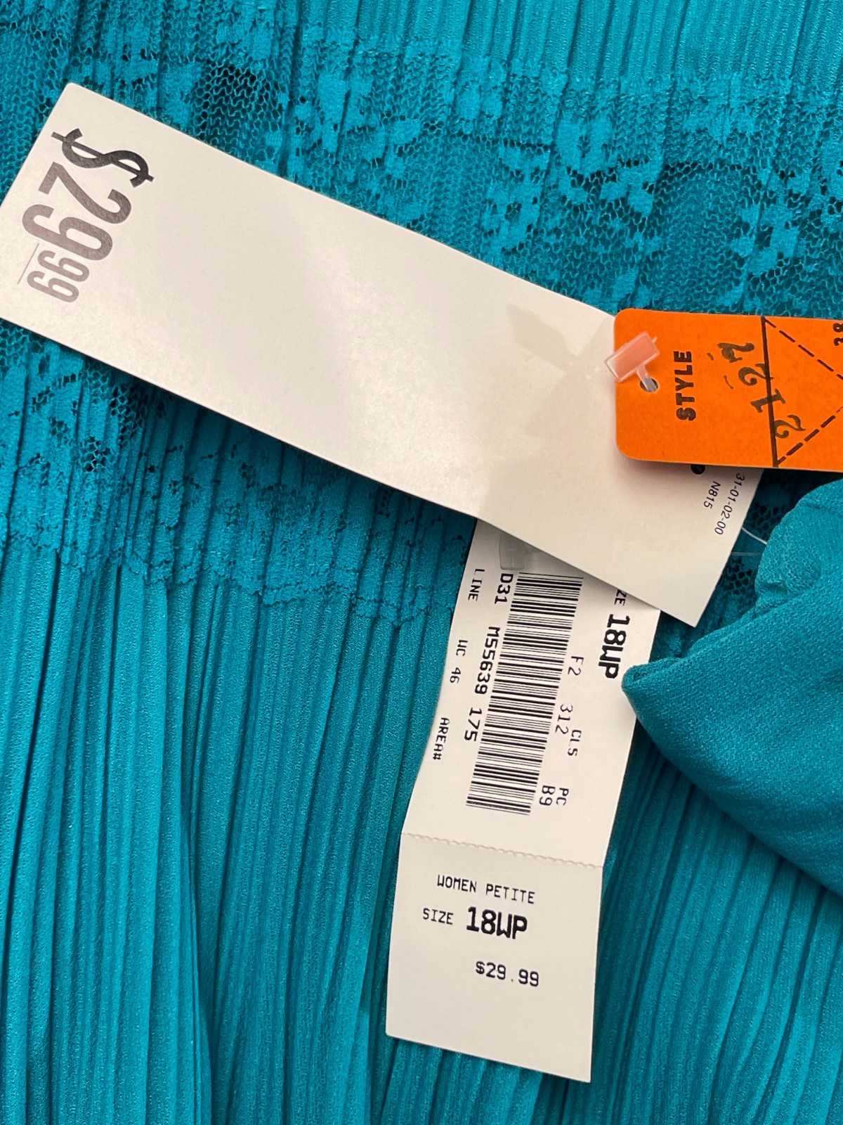 Vintage 80s Cocktail Dress Size XL 1980s Retro Pleated Lace Dark Turquoise