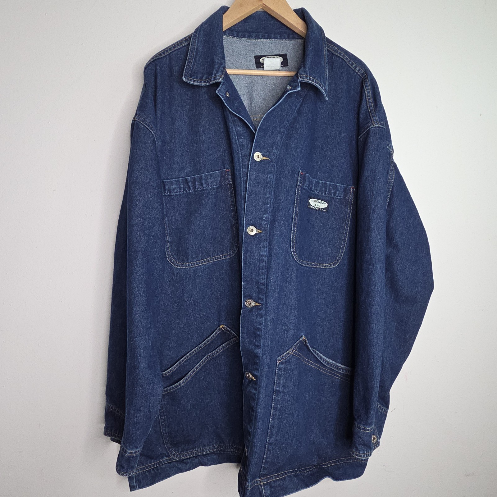 VTG Jordache Womens Denim Jacket Blazer Oversized Stonewash Jean Blue J-07 3X