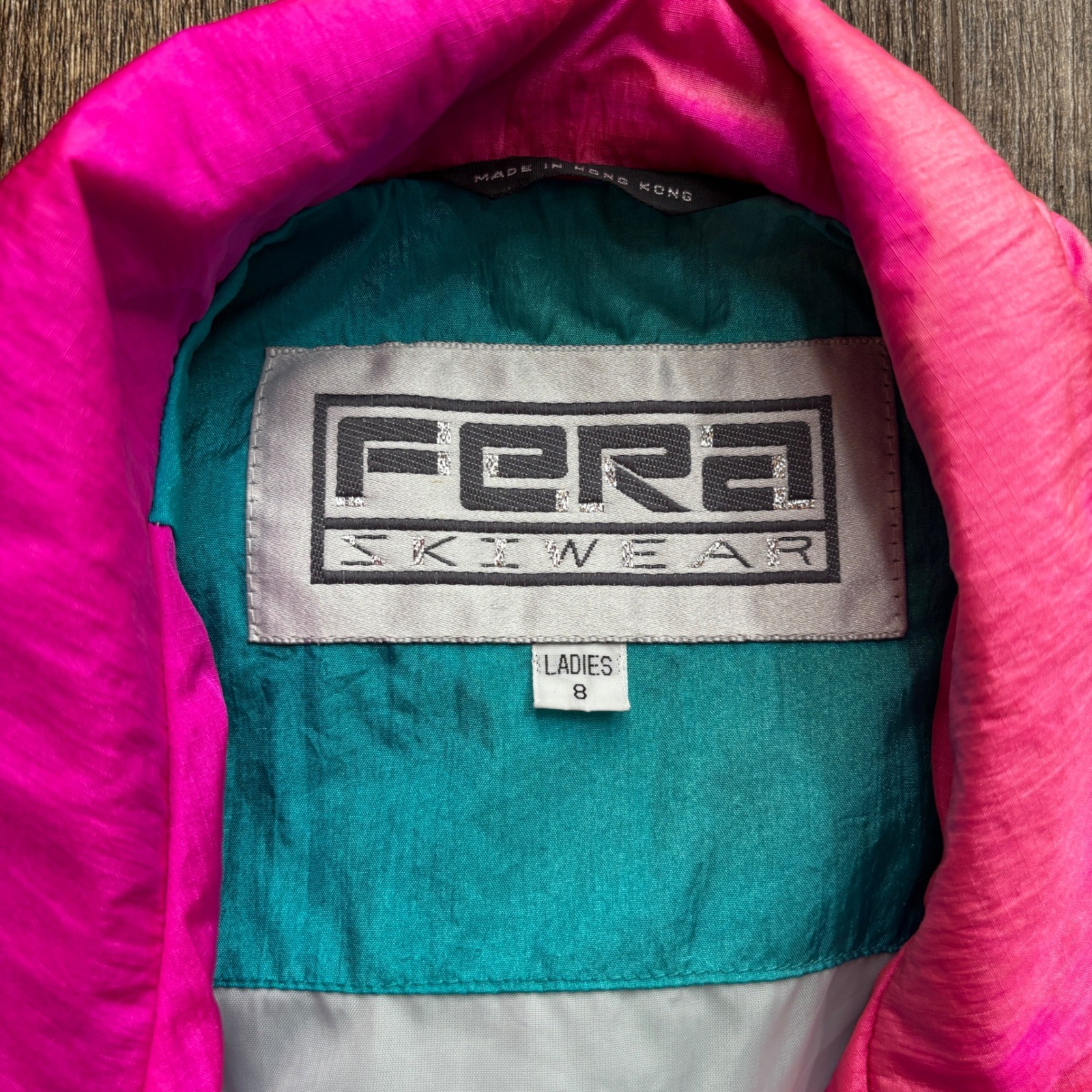 Vintage Fera Skiwear Neon Colorblock Anorak Pullover Jacket Womens 8 Black Teal