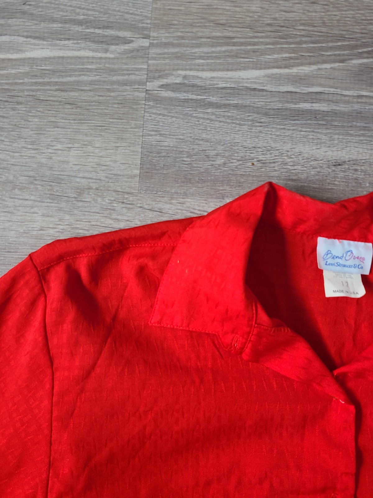 Vtg Bend Over Levi Strauss Women 12 Button Down Blouse 80s Sportswear Red Office