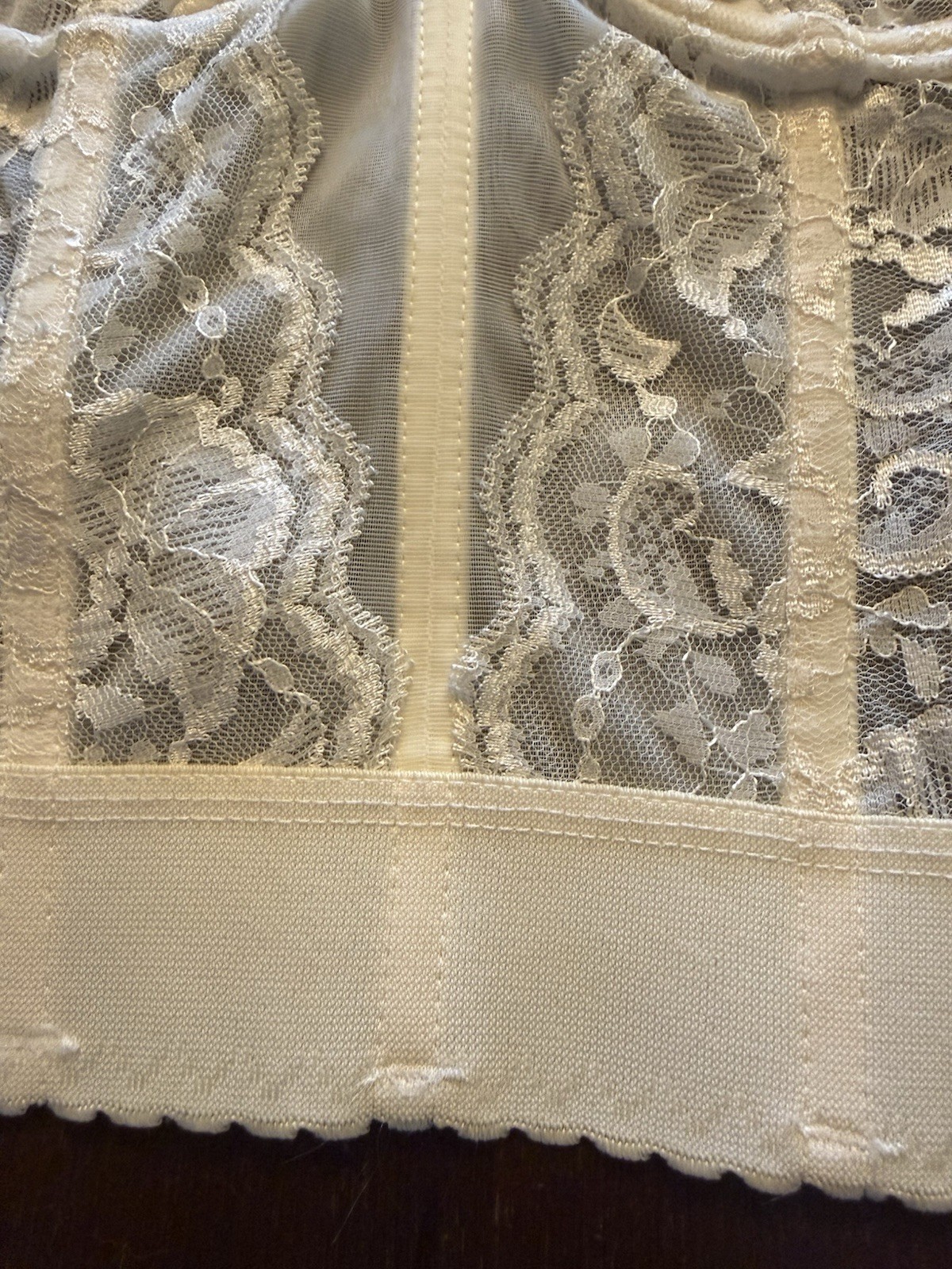 Goddess Long Line Bustier Ivory Bra Corset Cincher 34B Boned Pin Up Lingerie