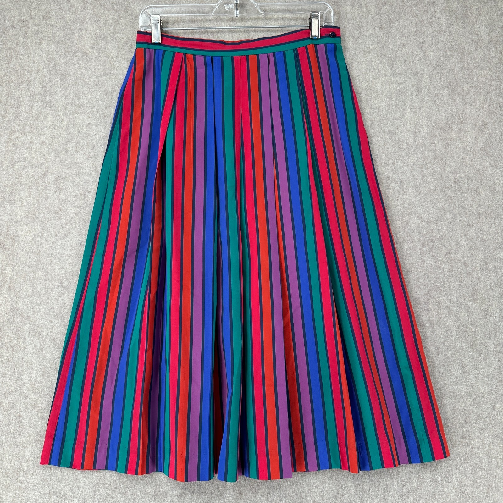 VTG 70s 80s Prophecy Satin Skirt / Blouse Set Funky Loud Striped Modest Retro 12