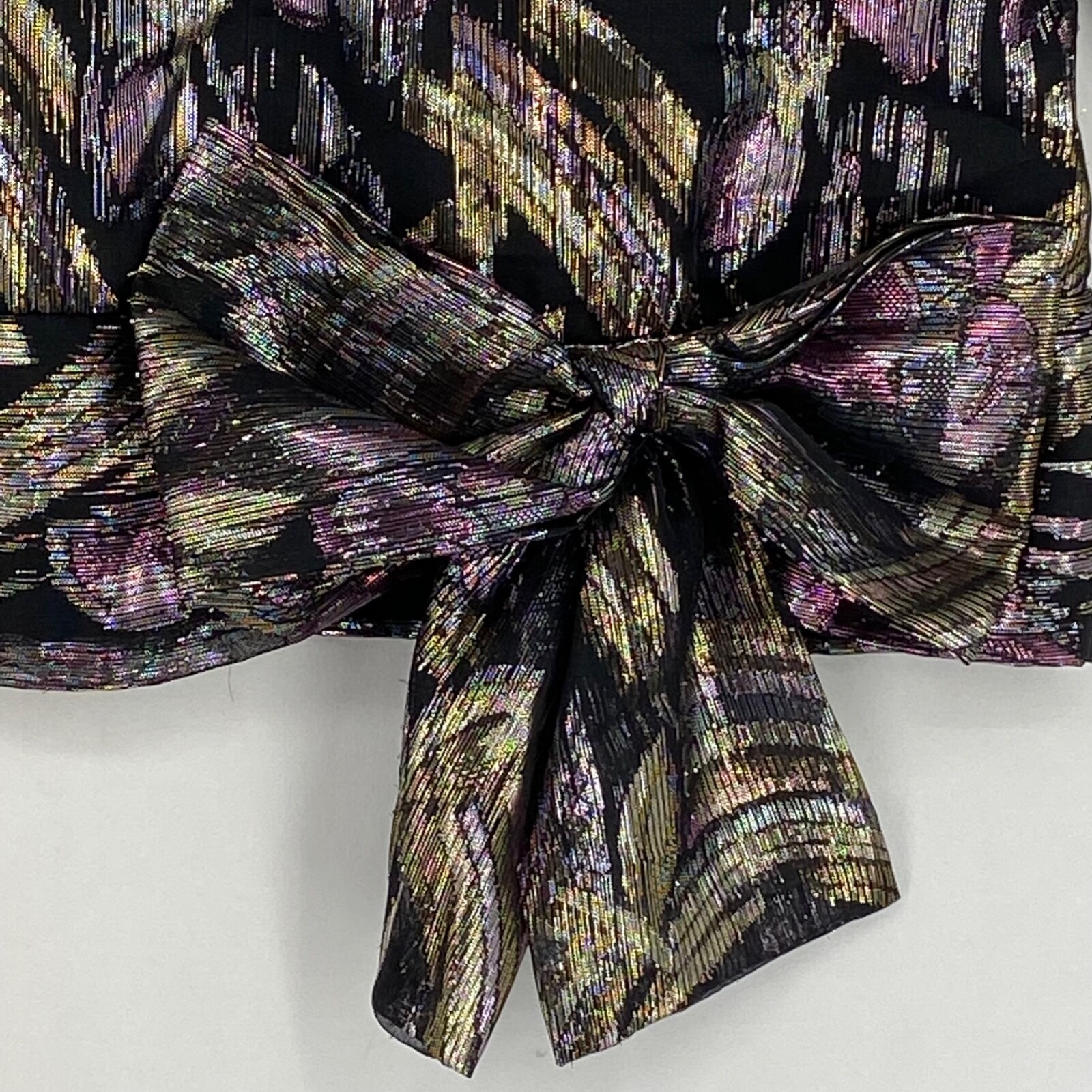 Jordan Ari Womens Vintage Large Pullover Blouse Black Purple Metallic Floral USA