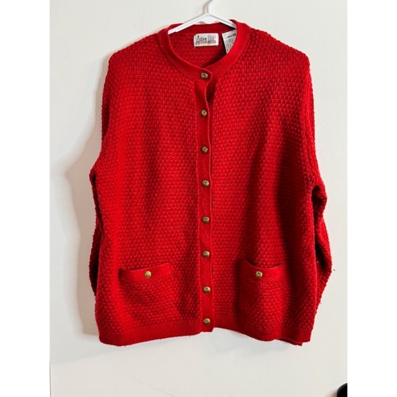 Vintage Ashley Hill Red Sweater Women’s Size Large,Cottage,Preppy,Regency