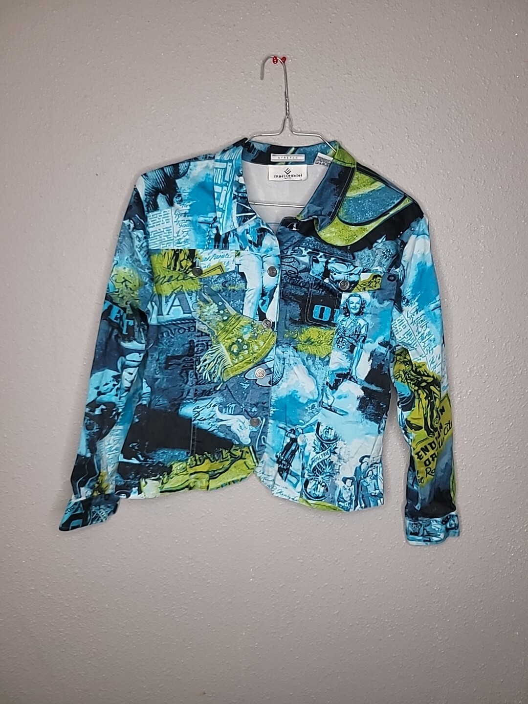 Erin London Vintage Graphic Sheriff Western Size PL Stretch Jacket