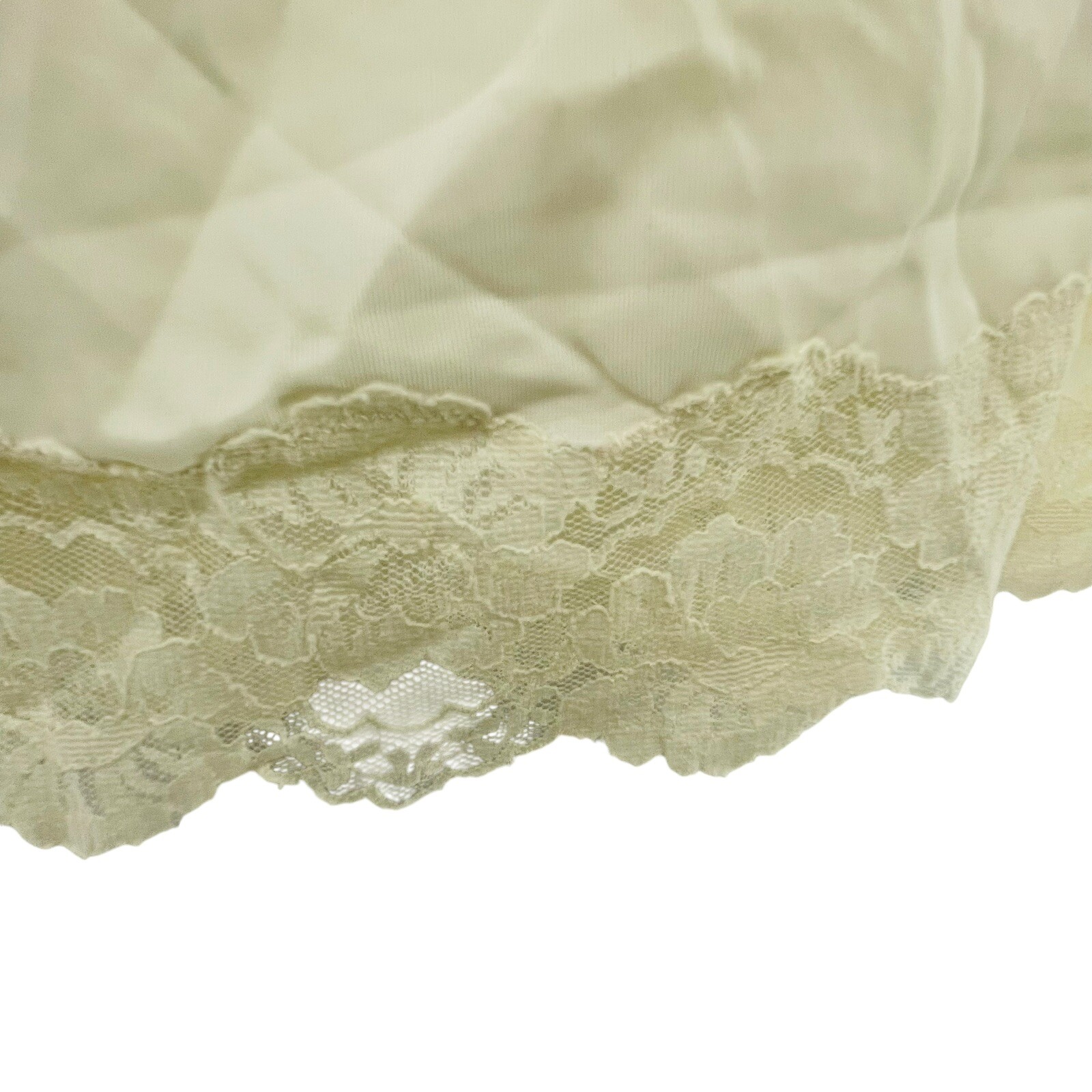 Vtg LOOMCRAFT White Half Slip Floral Embroidered Lace Silky Nylon Lace L USA