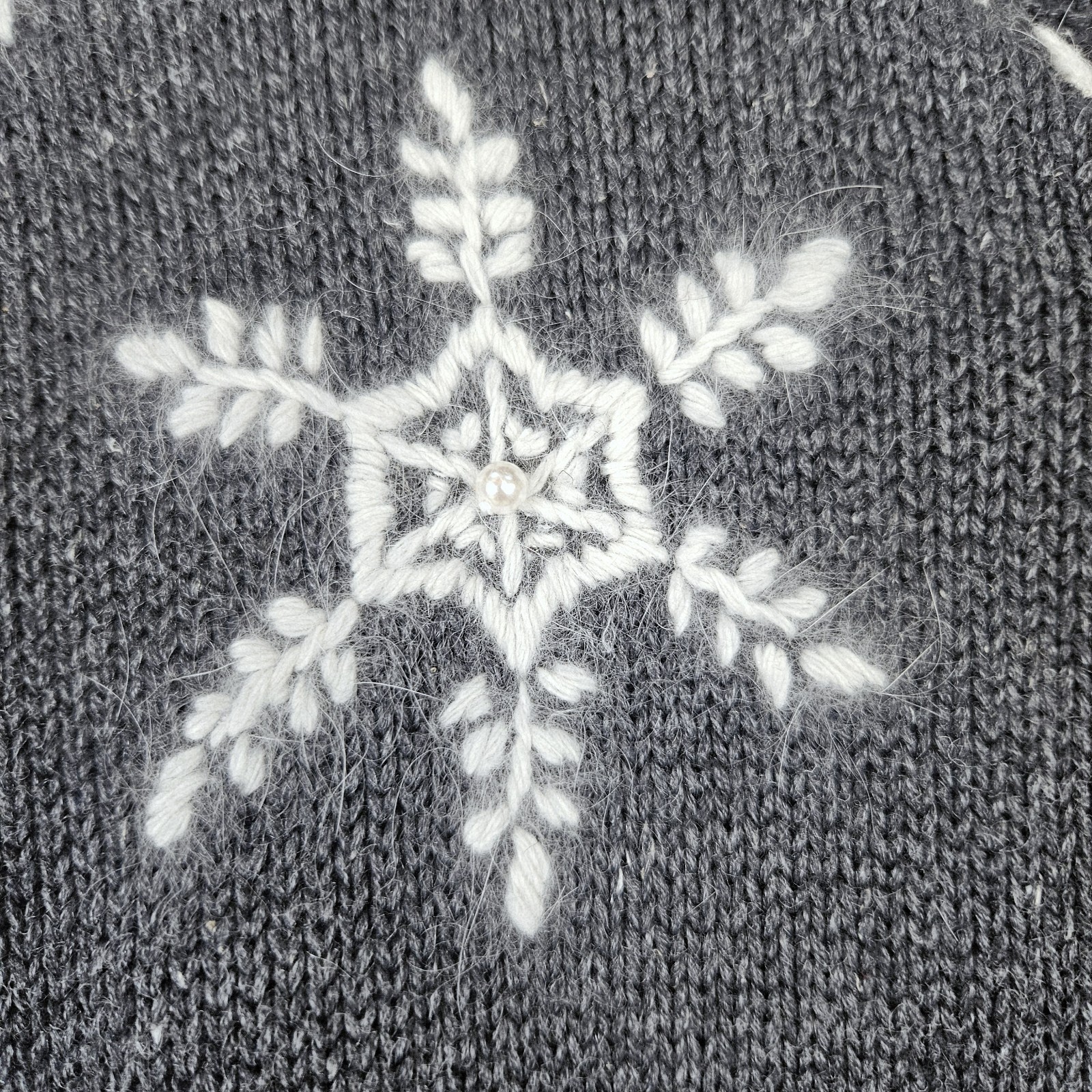 Vintage Paul Harris Christmas Cardigan Sweater Gray Snowflakes Winter Women L