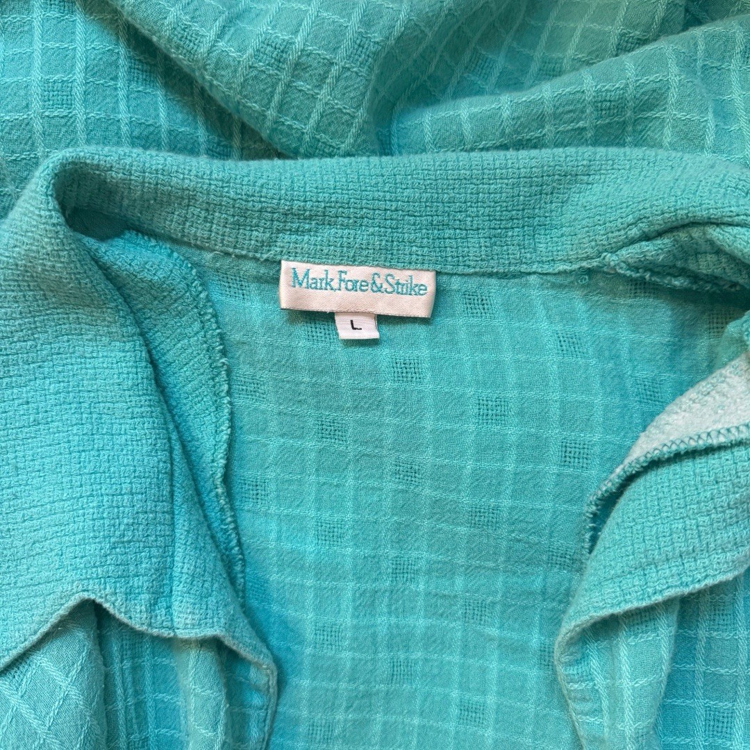 Vintage 80s Mark Fore & Strike Two Piece Teal Tank Top & Button Up Set Size L