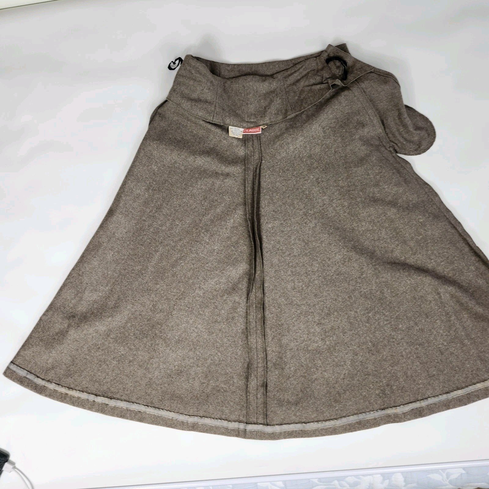 Vintage 70s 80s Wool Blend A-Line Midi Skirt Brown Heather Academic Tweed”