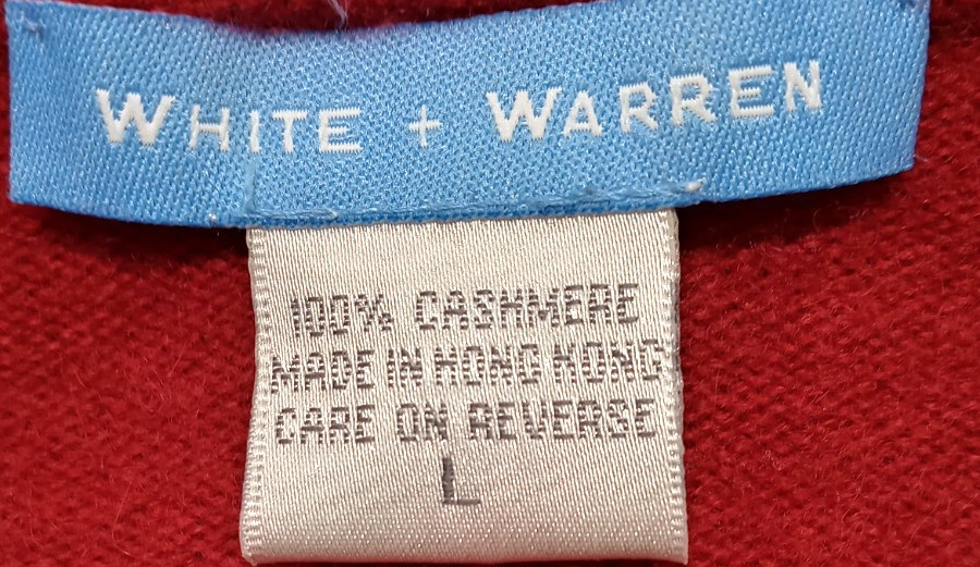 Preppy Classic VINTAGE White & Warren Cardigan Sweater Women’s L CASHMERE Red
