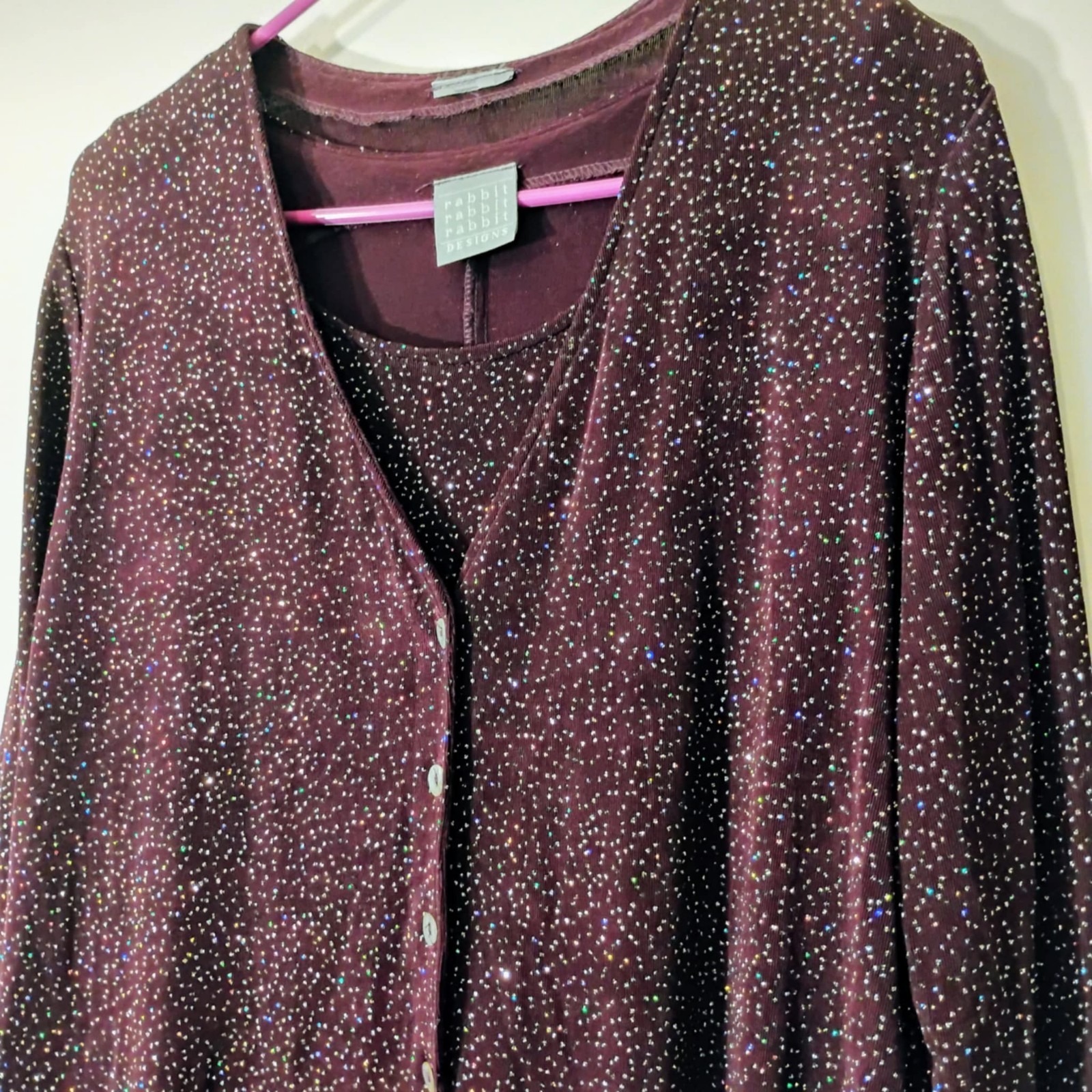 Vintage Rabbit Designs Sleeveless Mini Dress & Jacket Purple Sparkles Shimmer