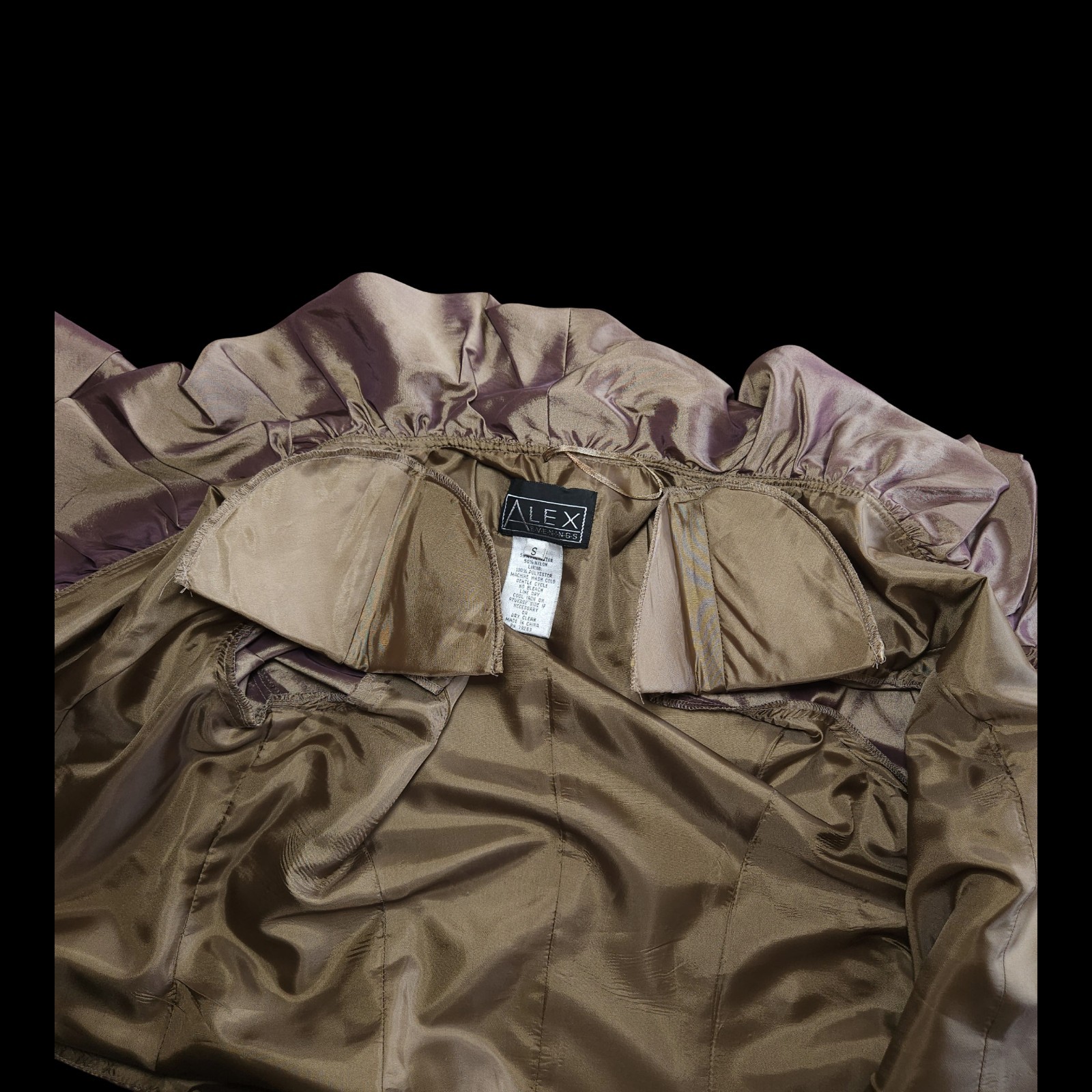 Vintage Alex Evenings Iridescent Taupe Purple Taffeta Wrap Blouse Top Size Small