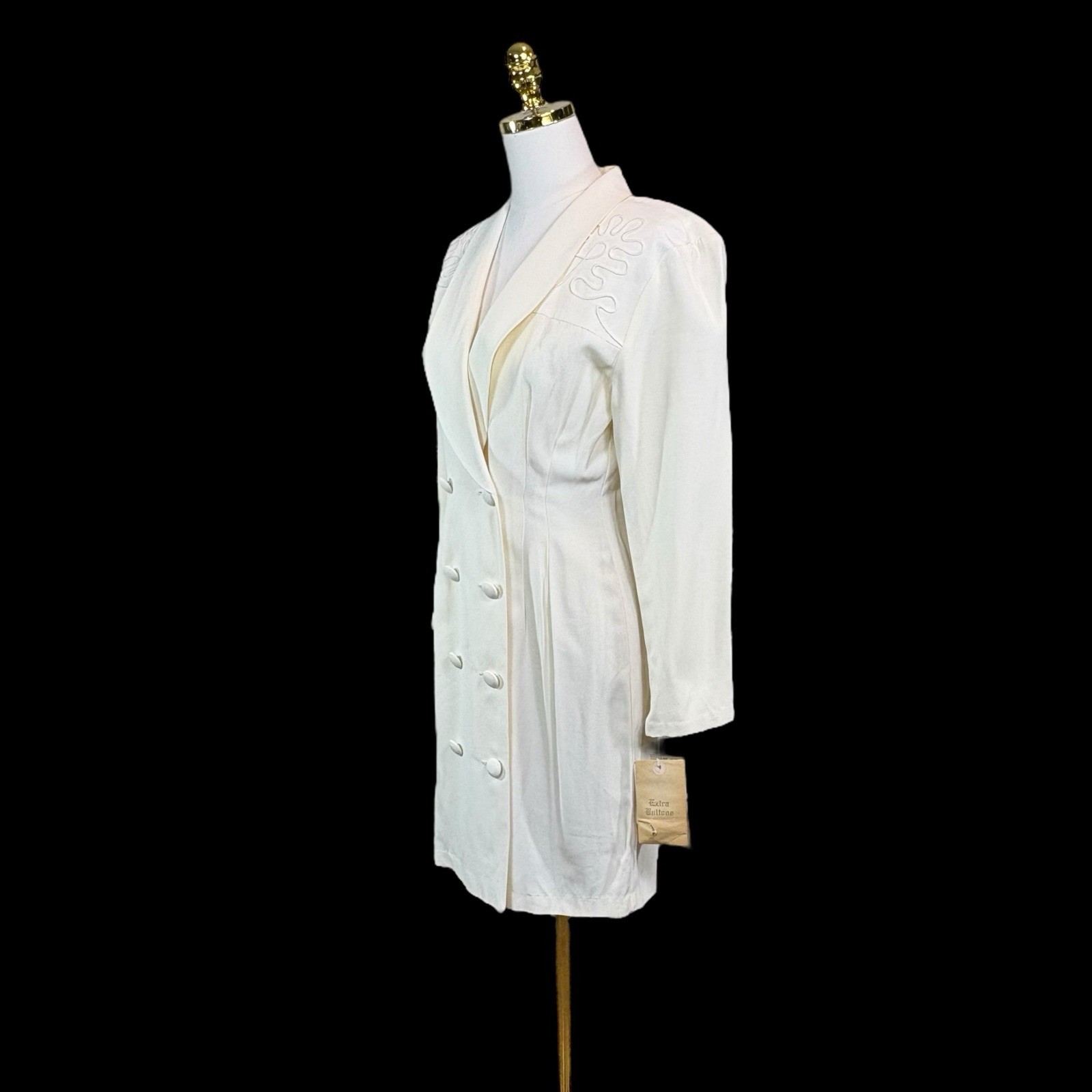 VTG NWT Blonde & Me Ivory Double Breasted Blazer Dress Size 7/8 USA Made Career