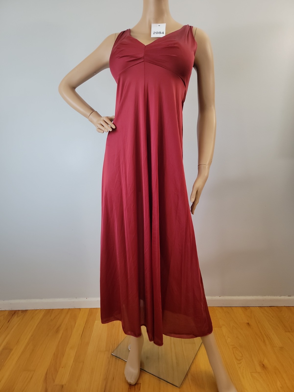 Vintage Vanity Fair All Nylon Burgundy Nightgown Satin Finish Size 34