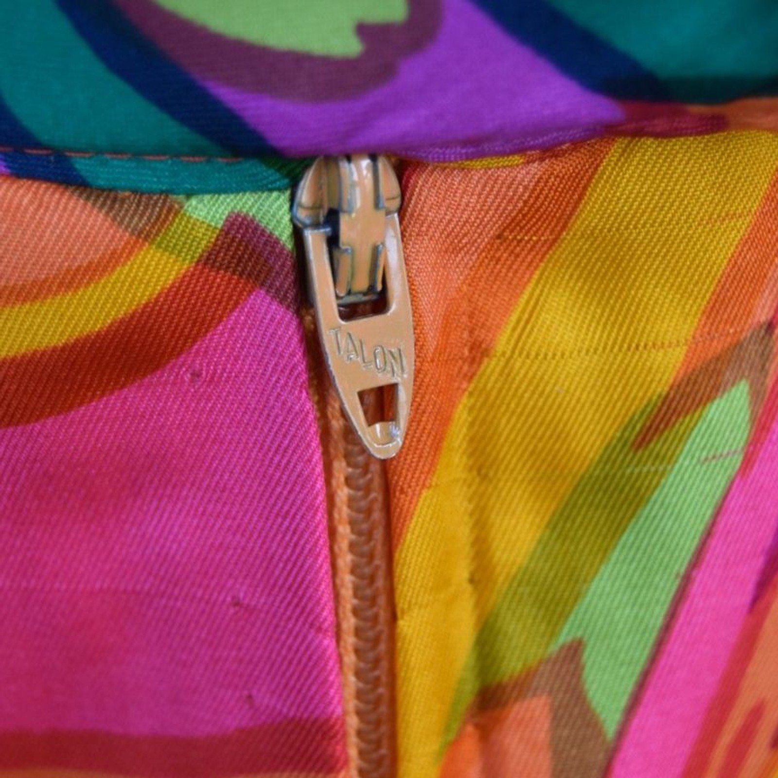Vintage 70s Psychedelic Maxi Skirt Neon Floral Mod Hippie XS 26 Waist