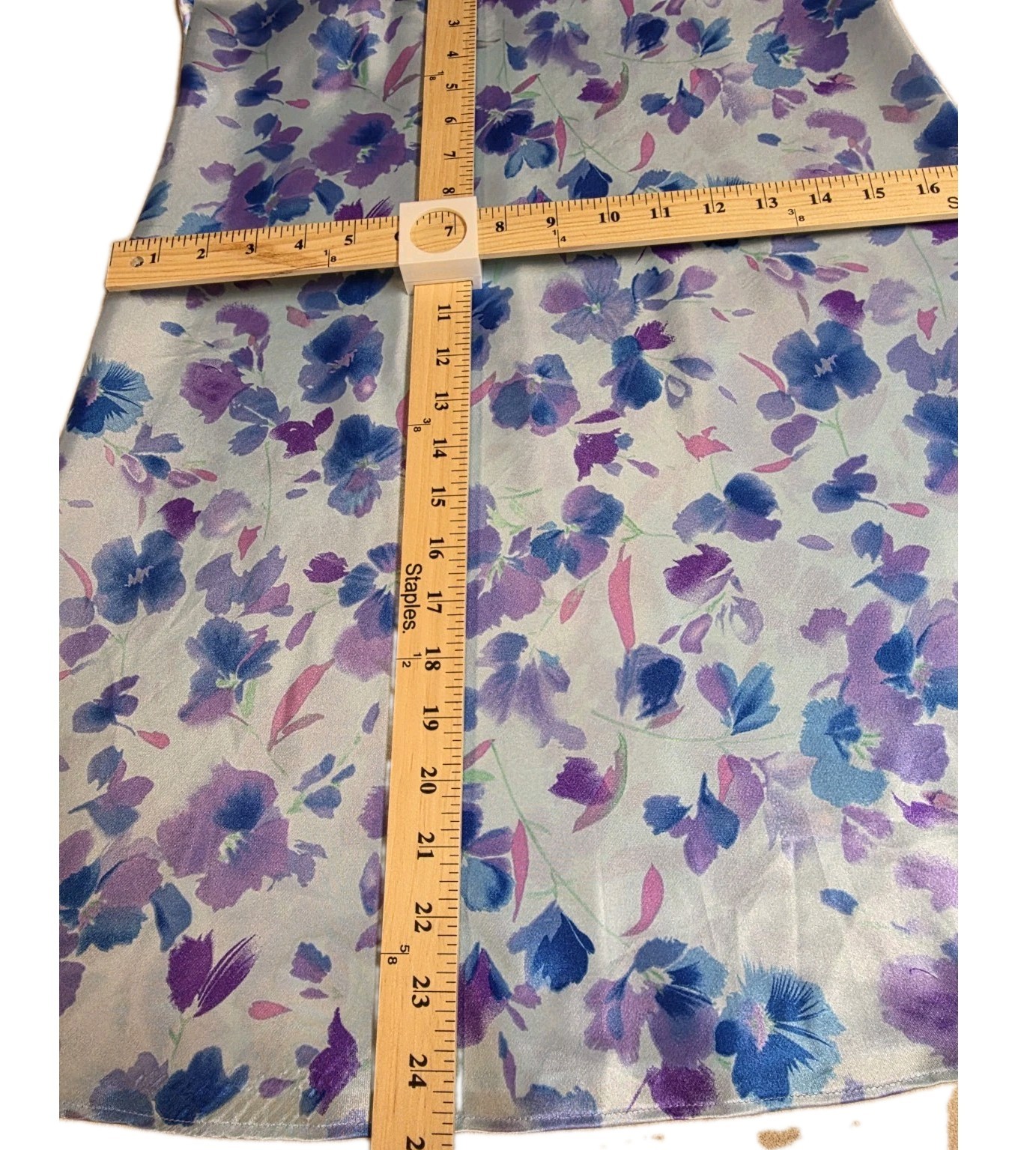 VTG Y2K Satin Nightgown Chemise Lingerie Slip Dress Size Medium Icy Blue Purple