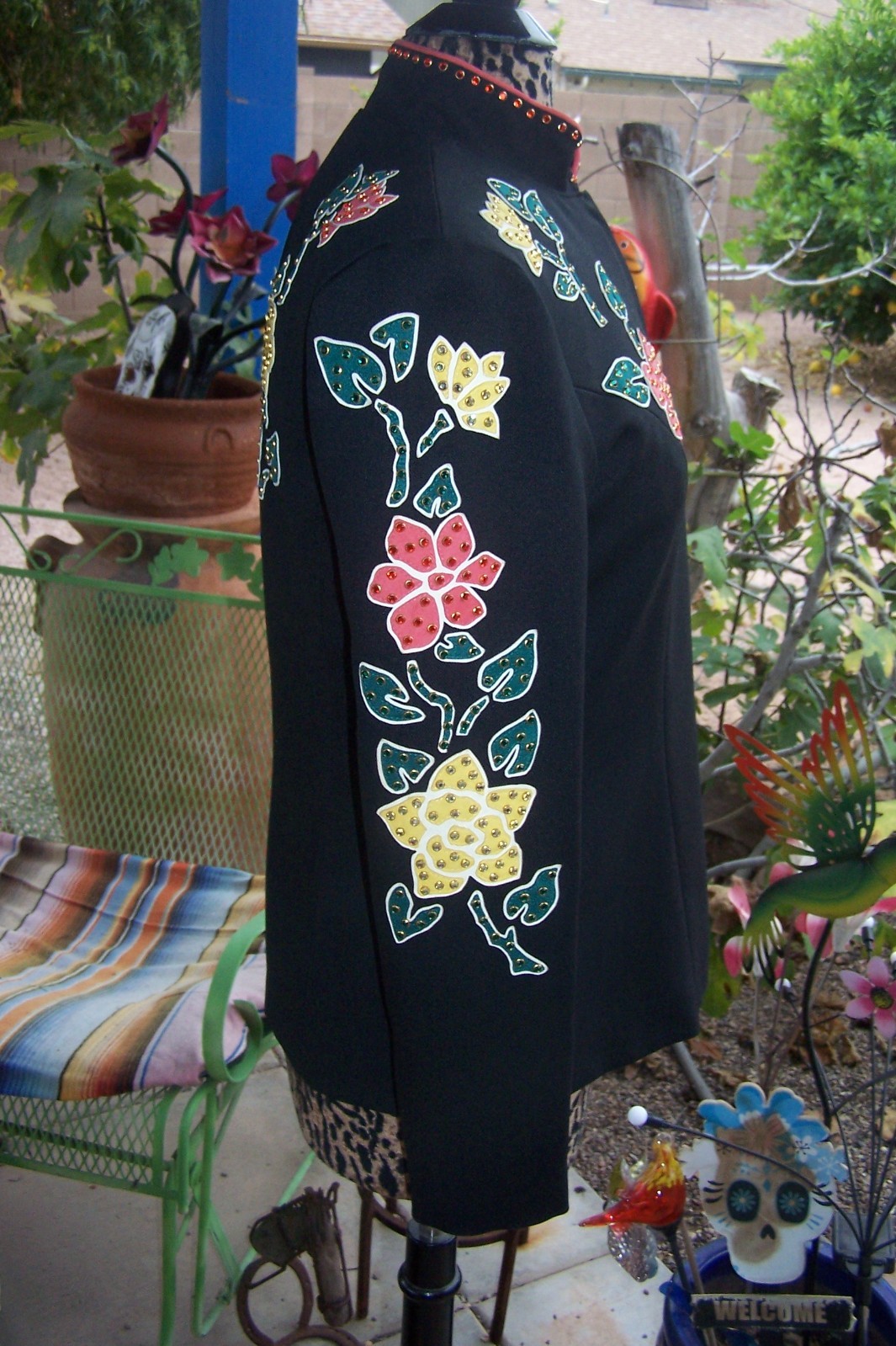 Custom Rodeo Queen Nudie Style Rhinestone Inlay Equestrian Western Show Jacket