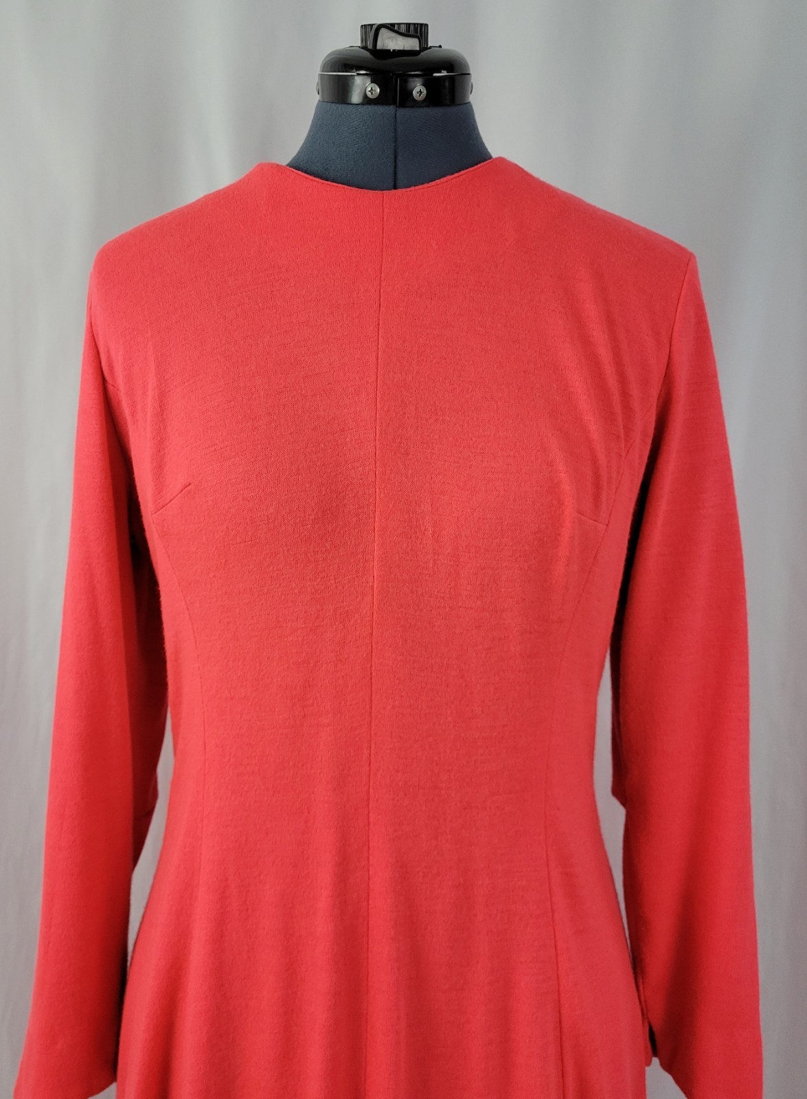 Vintage Lady Carol Coral Knit Princess Seamed Dress w Lining Size MED?