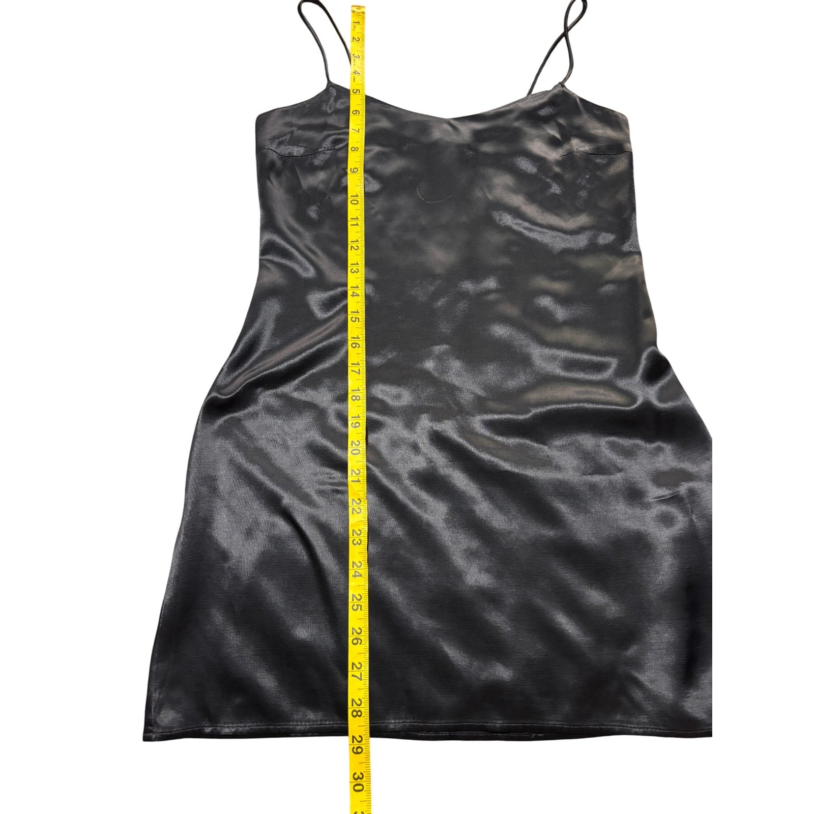 Vintage Byer Too! California Slip Dress Satin Mini Spaghetti Strap XS Black