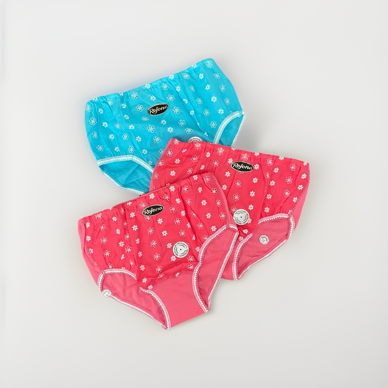 Vintage Cotton Flower Embroidery Blue And Pink Underwear Set Of 3 NWT Read