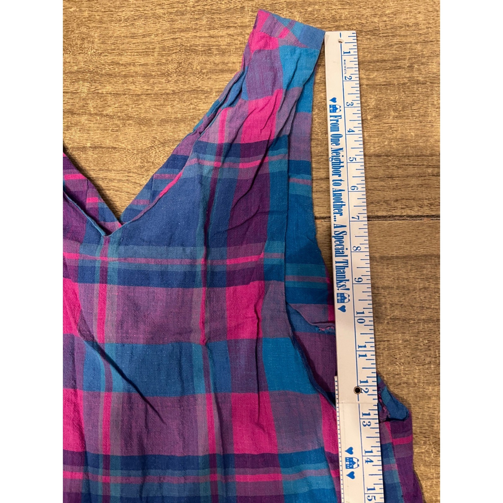 Vintage Unbranded Handmade Women’s Jumper Dress Pink Blue Plaid Country No Tags