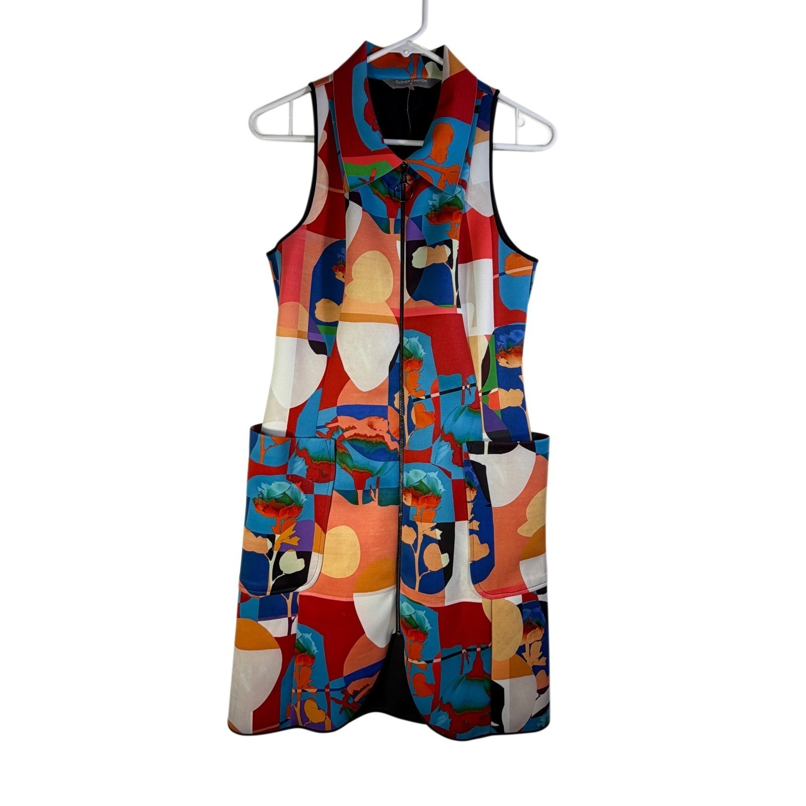 Rare Clover Canyon Designer Wearable Abstract Art Zip Pocket Dress USA Medium