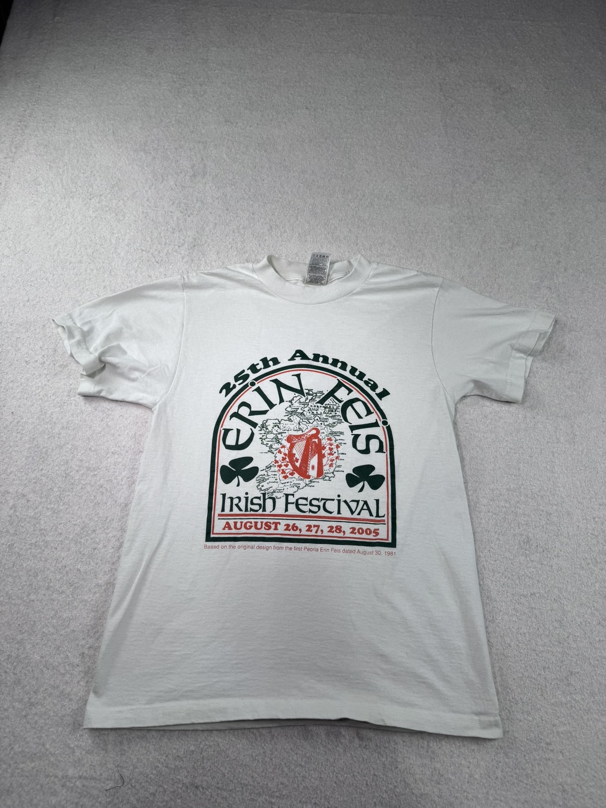 Vintage 2005 Erin Feis Irish Festival T-Shirt S Fruit of the Loom Y2K White Tee
