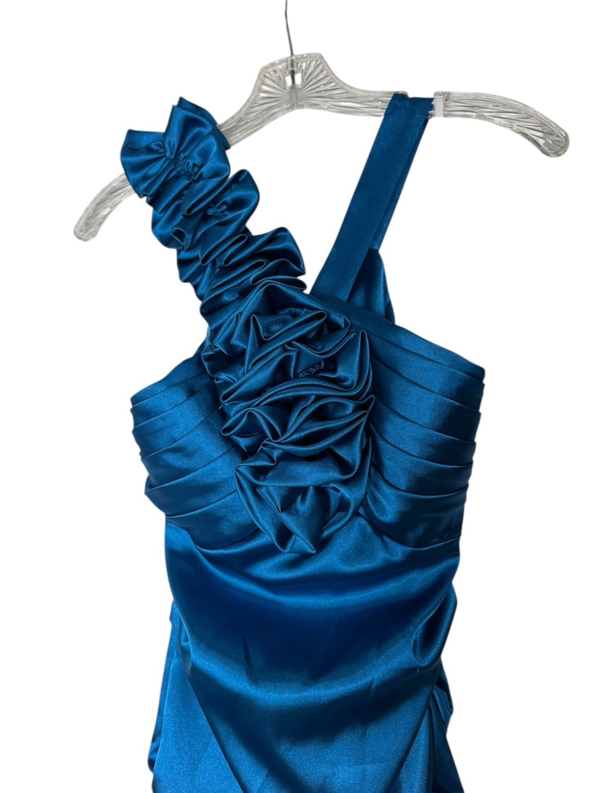 Vintage BLONDIE NITES Gorgeous Blue Formal Prom Party Wiggle Bodycon Satin Sexy
