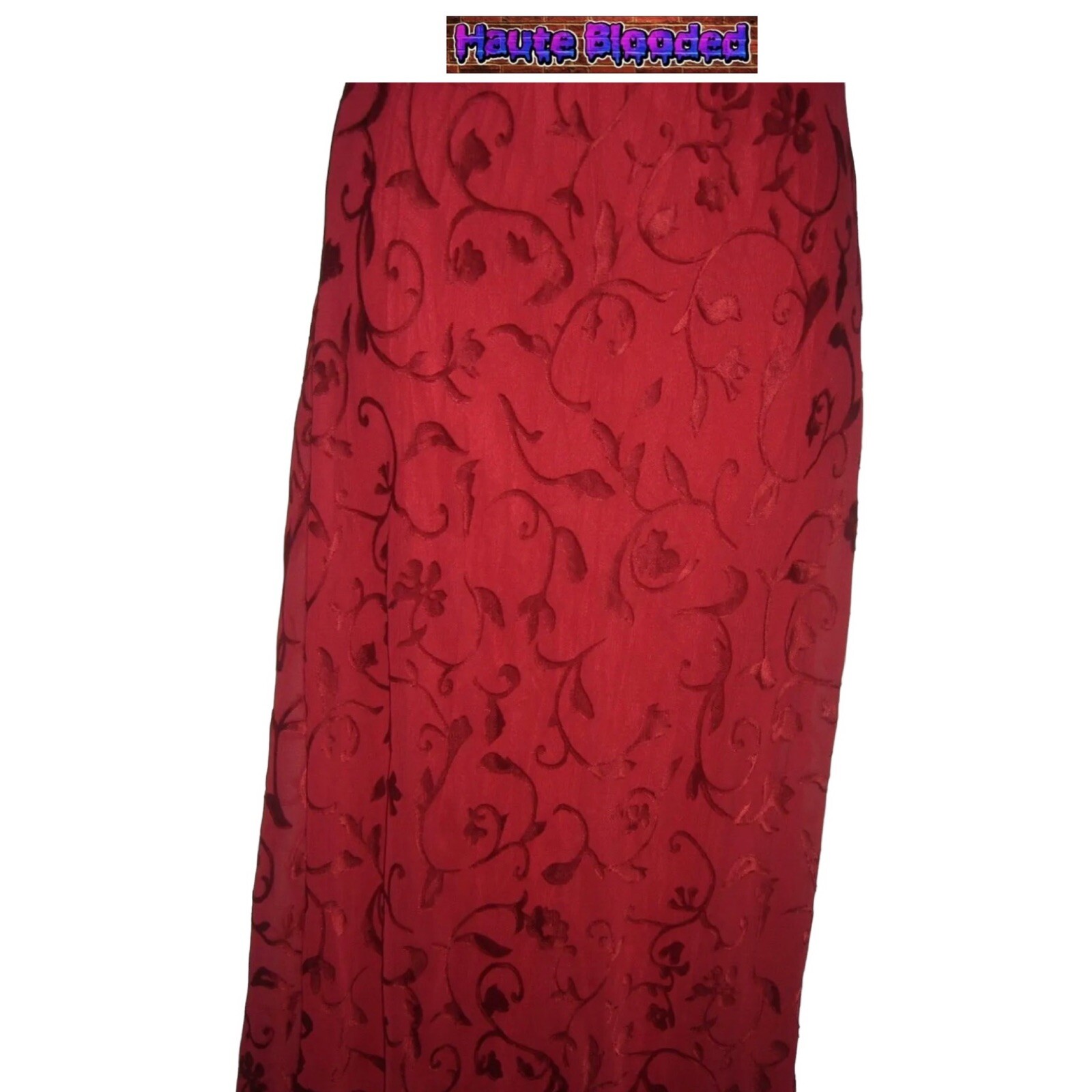 Vintage 90’s Dress 579 Friends Red Maxi Flower Crushed Velvet y2k Fairy Cottage