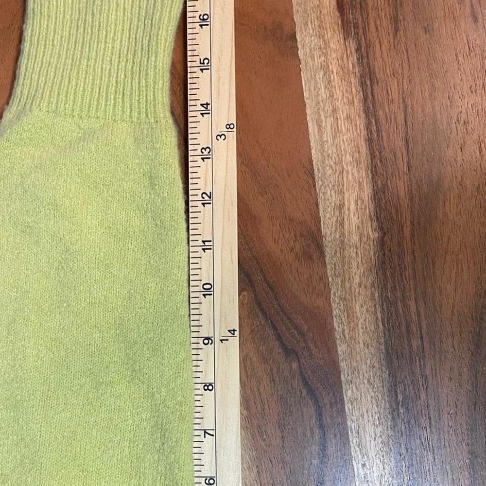 Mossimo Lime Green Wool Blend Split Neck Fuzzy Sweater Chartreuse Vintage M