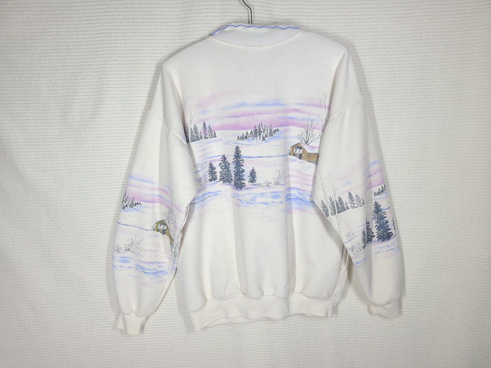 Art Unlimited 1990s Sweatshirt All Over Print Large Crochet Collar Grandma Slay