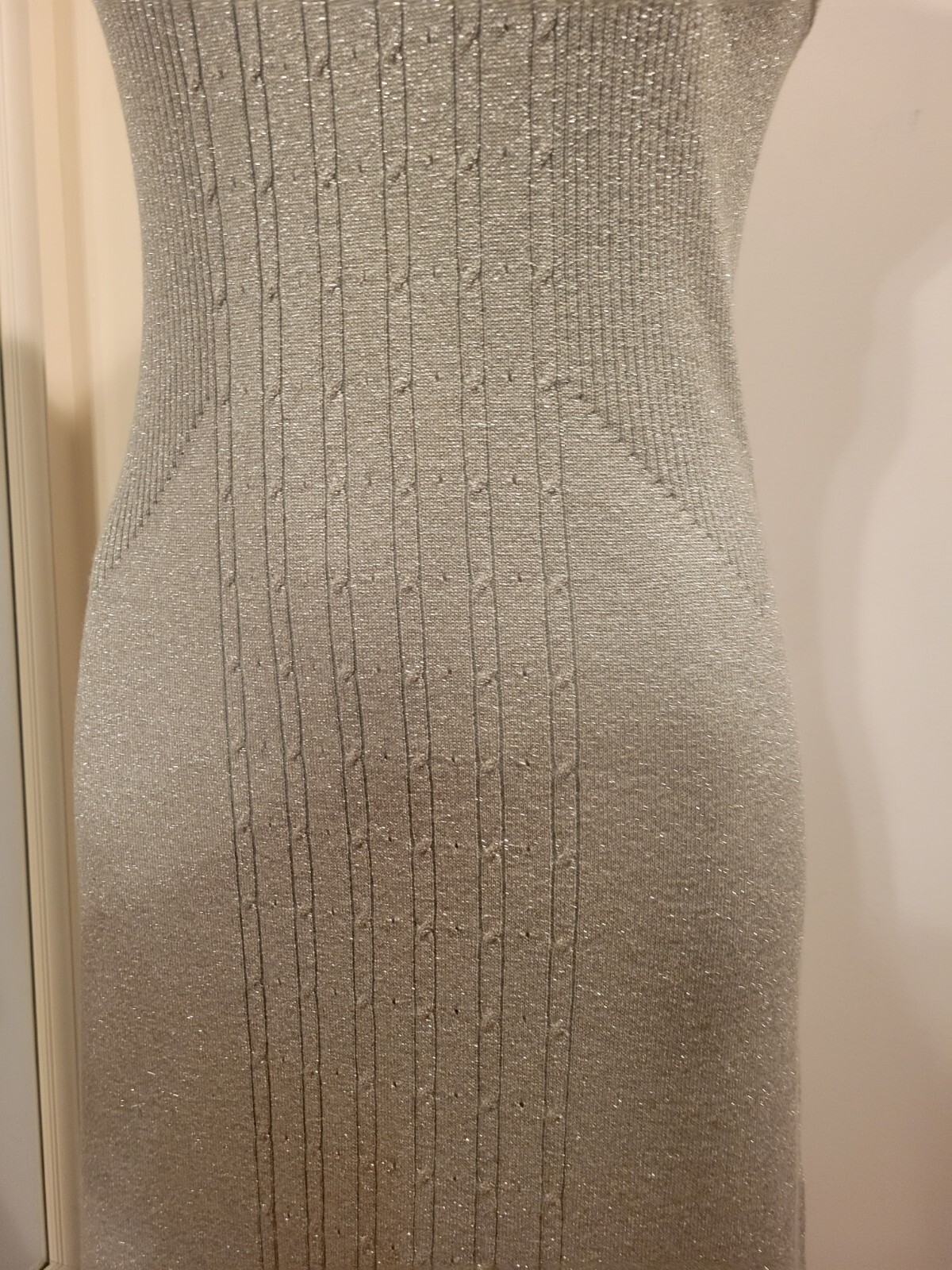 70’s VTG 2pc Wool & Metallic Yarn Knit Maxi Dress & Cover SzMed Unbranded