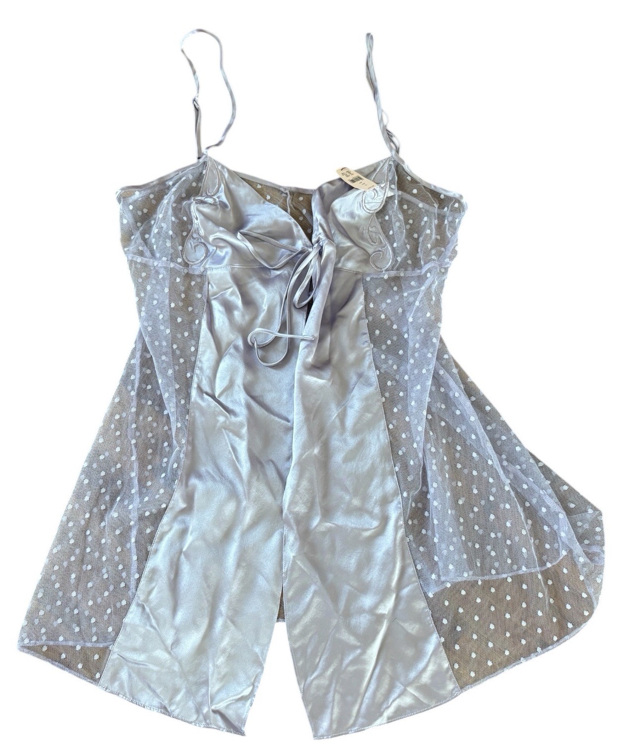 VTG Victoria’s Secret Babydoll Large Lilac Purple Polka Dot Silky Negligee NWT