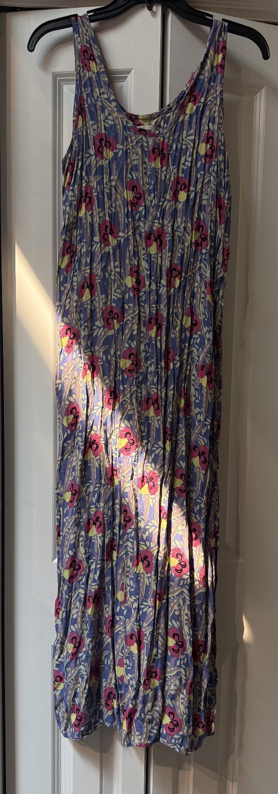 Vintage 1990’s FLAX Long Floral Rayon Sleeveless Dress – Size Small
