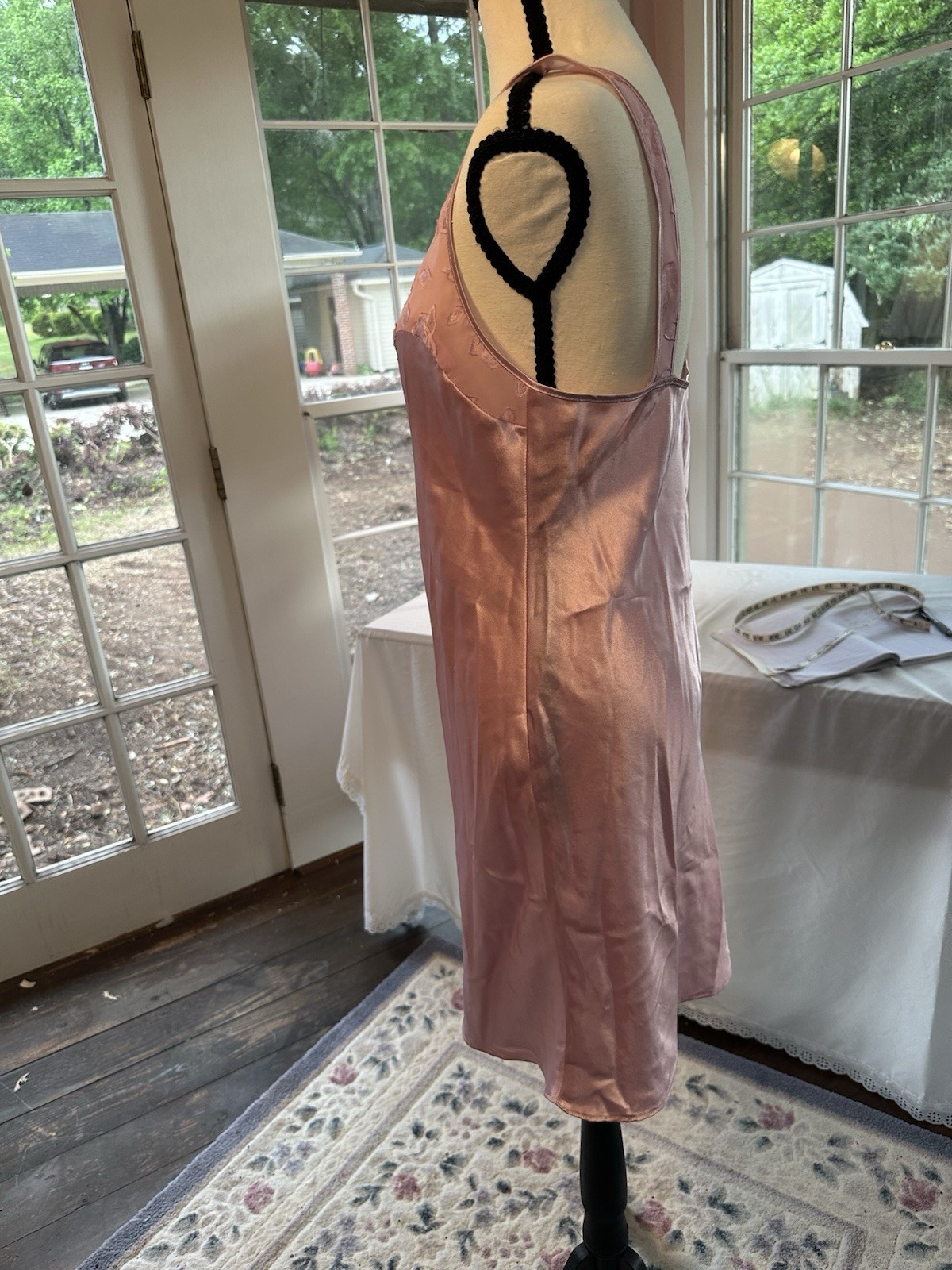 Vintage 90s Pink Silky Nightgown Sheer Rose Straps Nightie Intimates PJ Sz Small
