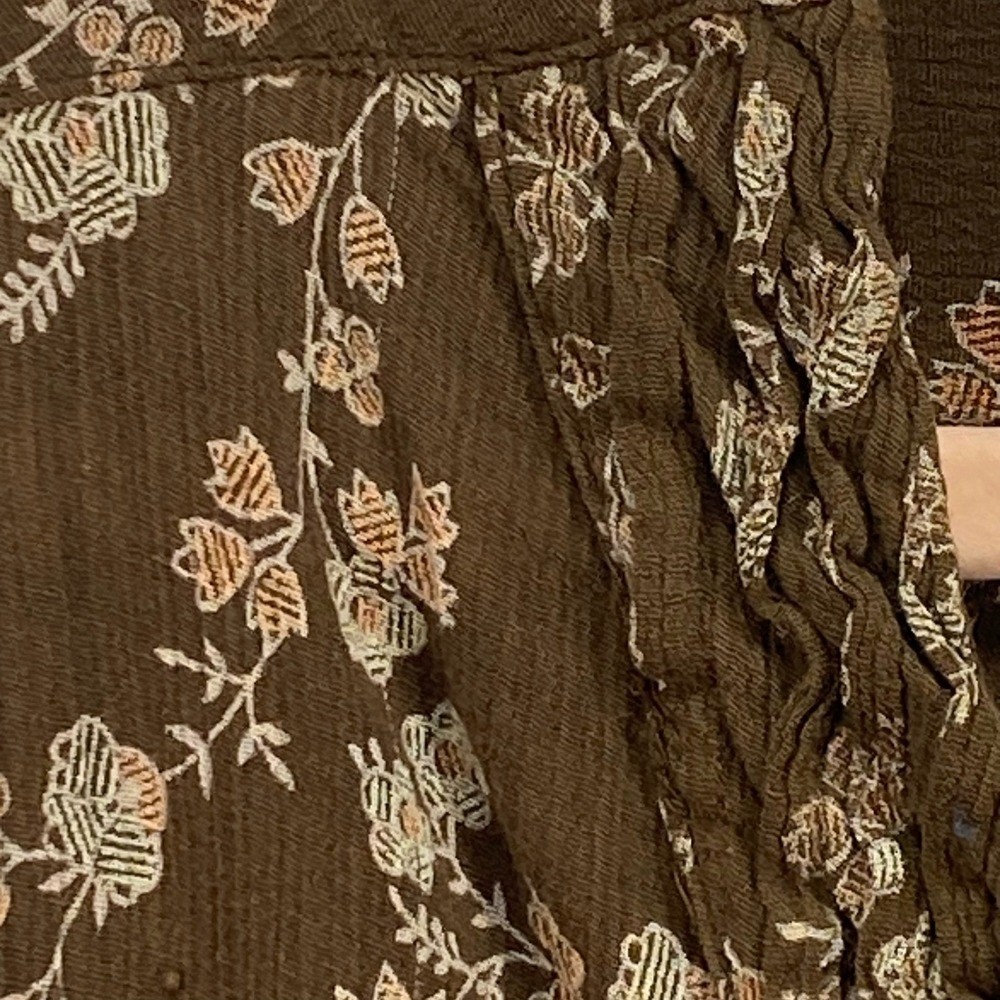 Route 66 Brown Floral Boho Peasant Blouse Women’s 3X/4X VTG Cottagecore Romantic