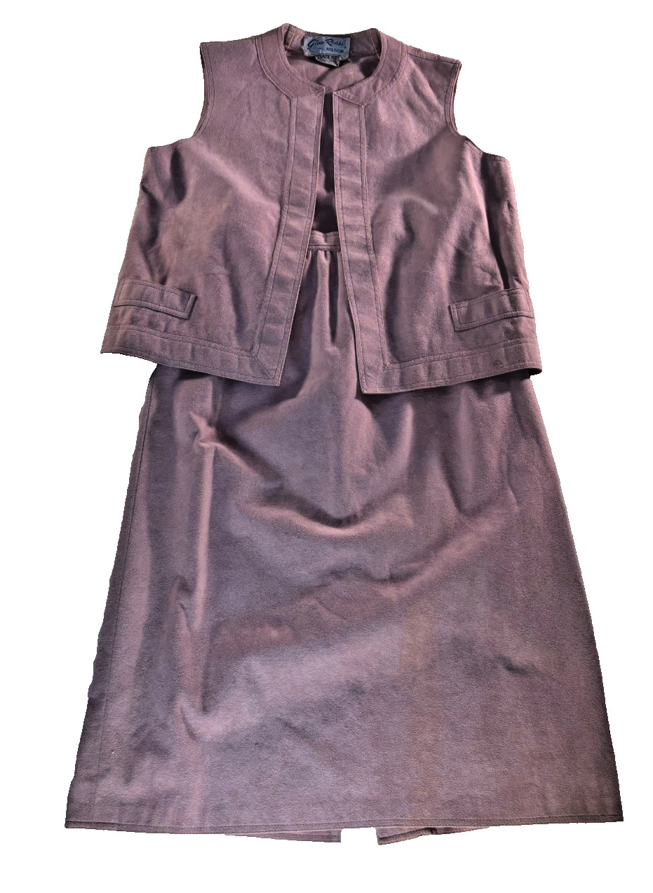 Vintage 1970s Pink Ultrasuede Gino Rossi for Wilson Skirt Vest Set Mod Retro M