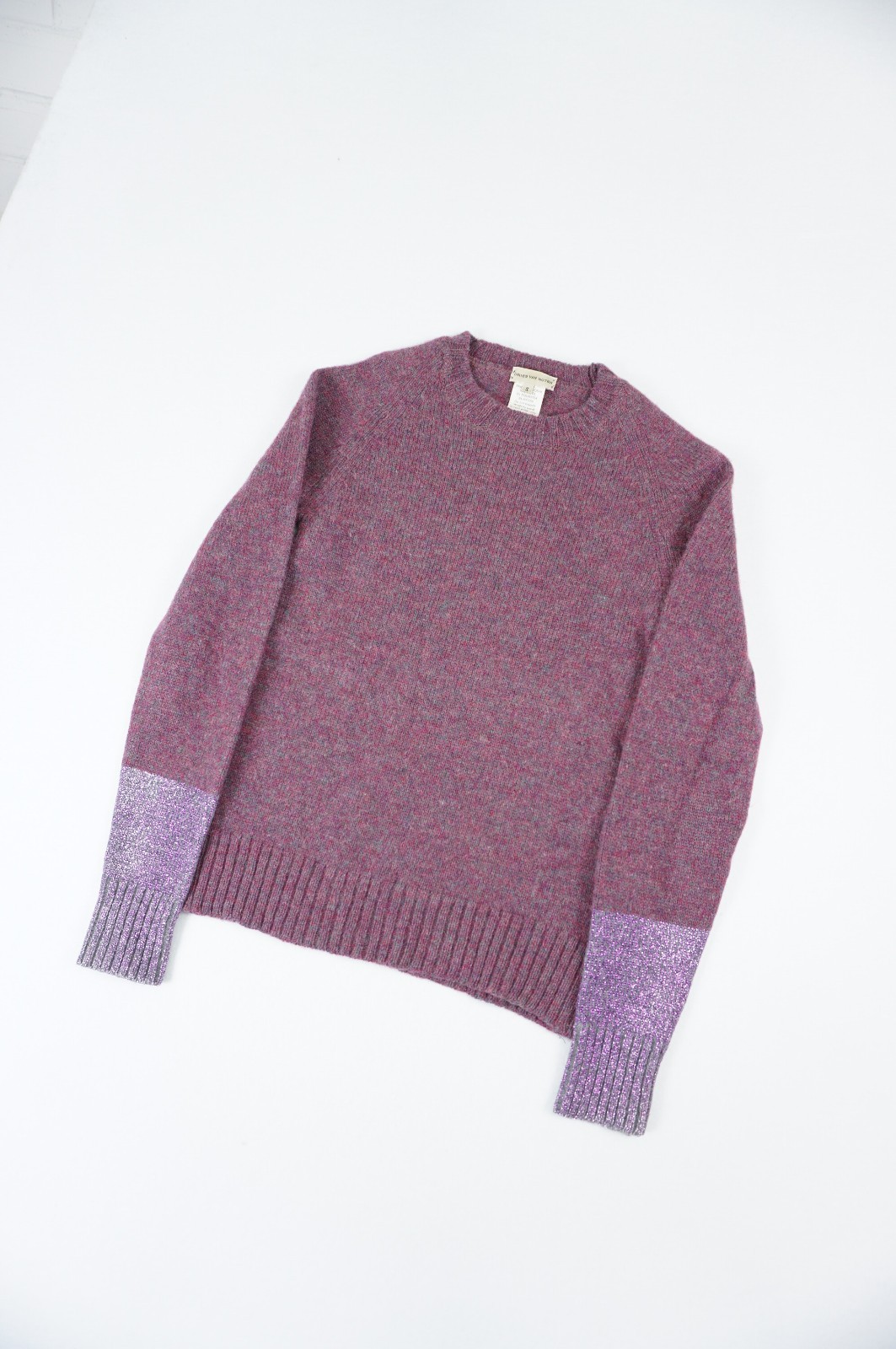 (S) DRIES VAN NOTEN Late 90s Wool Blend Metallic Cuff Knit Jumper