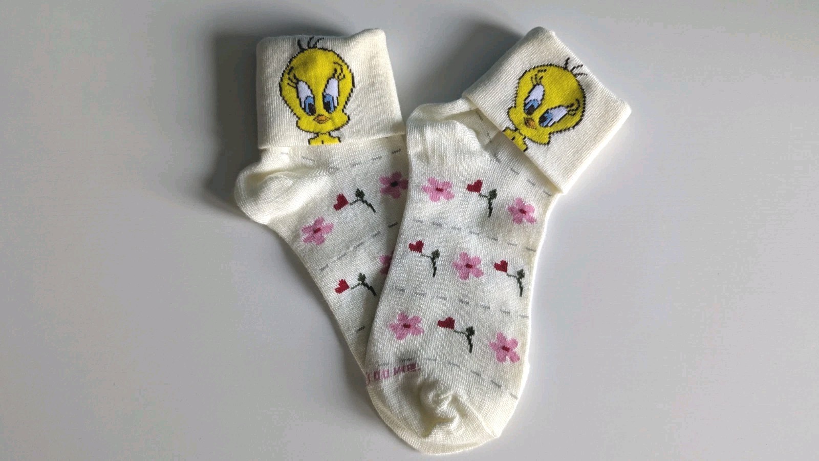 NOS 90s Y2K TWEETY BIRD Roll Down Socks Low Cut Vintage Deadstock HTF Rare NWOT