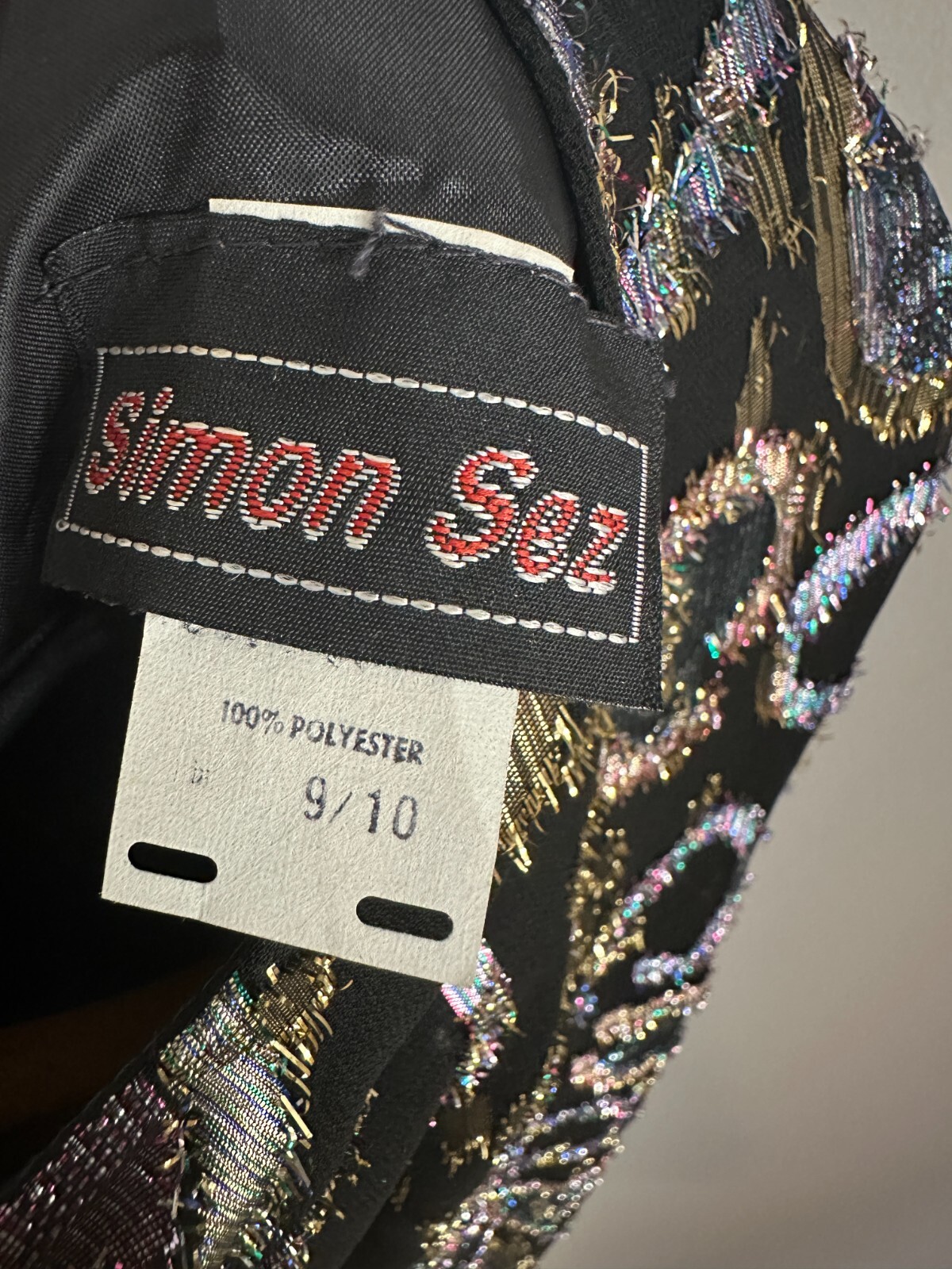 Vintage Simon Sez Women Blouse Med 9/10 Metallic Peplum 80s Glam Shimmer Top USA