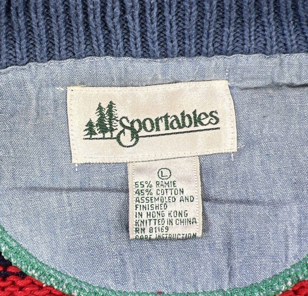 Vtg 90 Sportables “VARSITY” Colorblock Sweater Full Zip Womens Sz L Ramie Blend